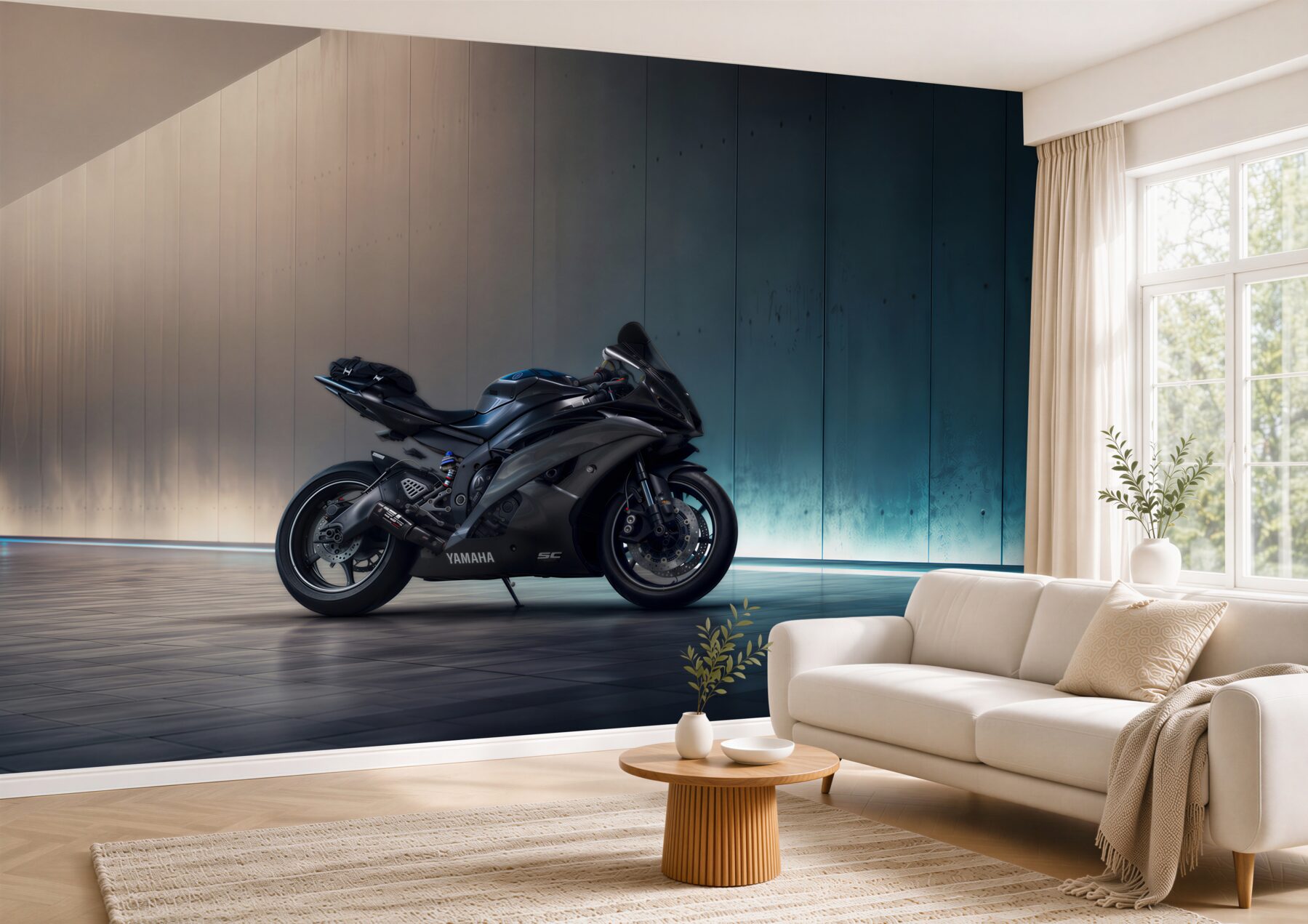 Fototapeta ciemnoniebieski zaparkowany motocykl?v23