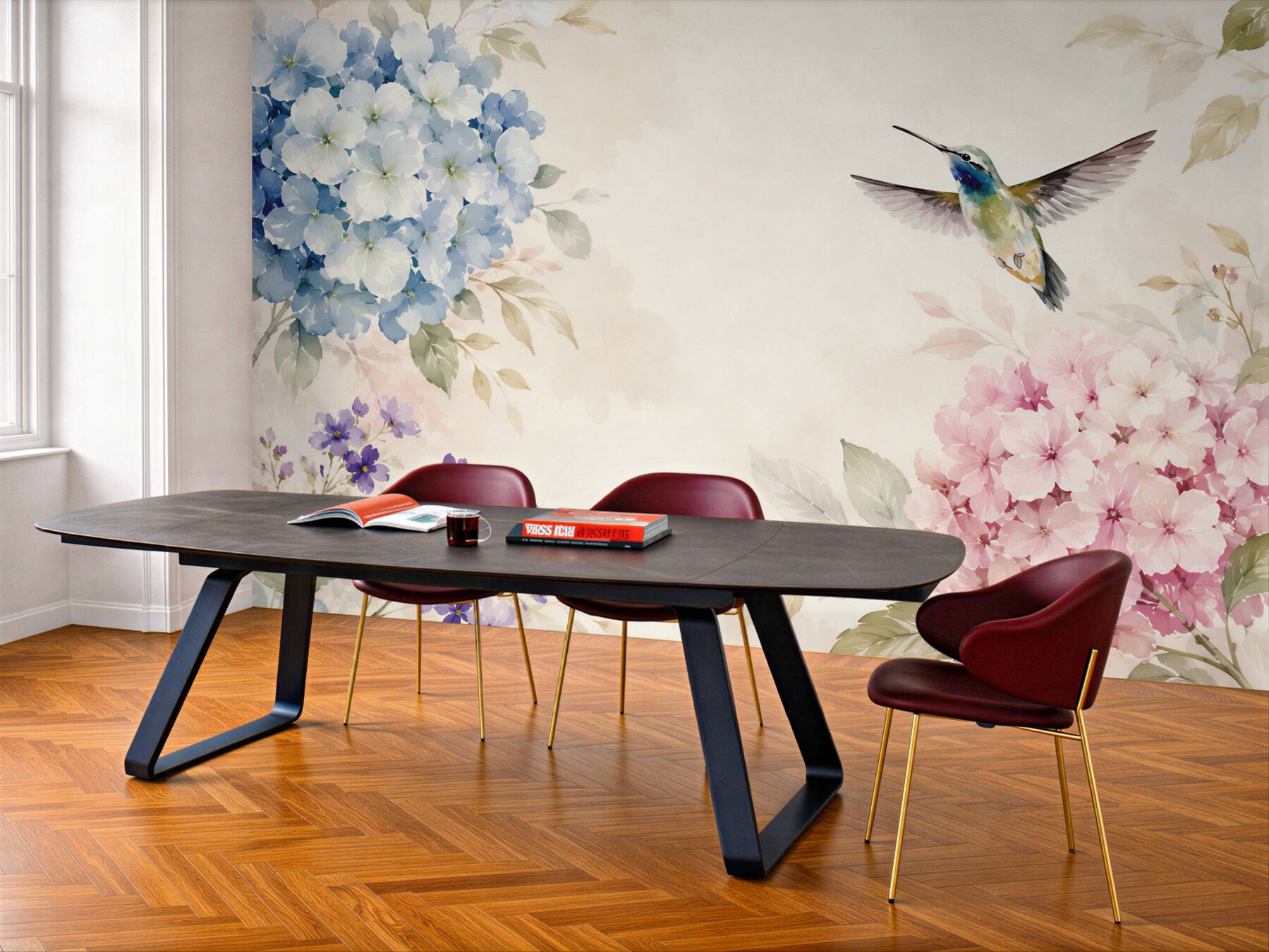 Fototapeta Koliber narysowany wokół kwiatów?v23