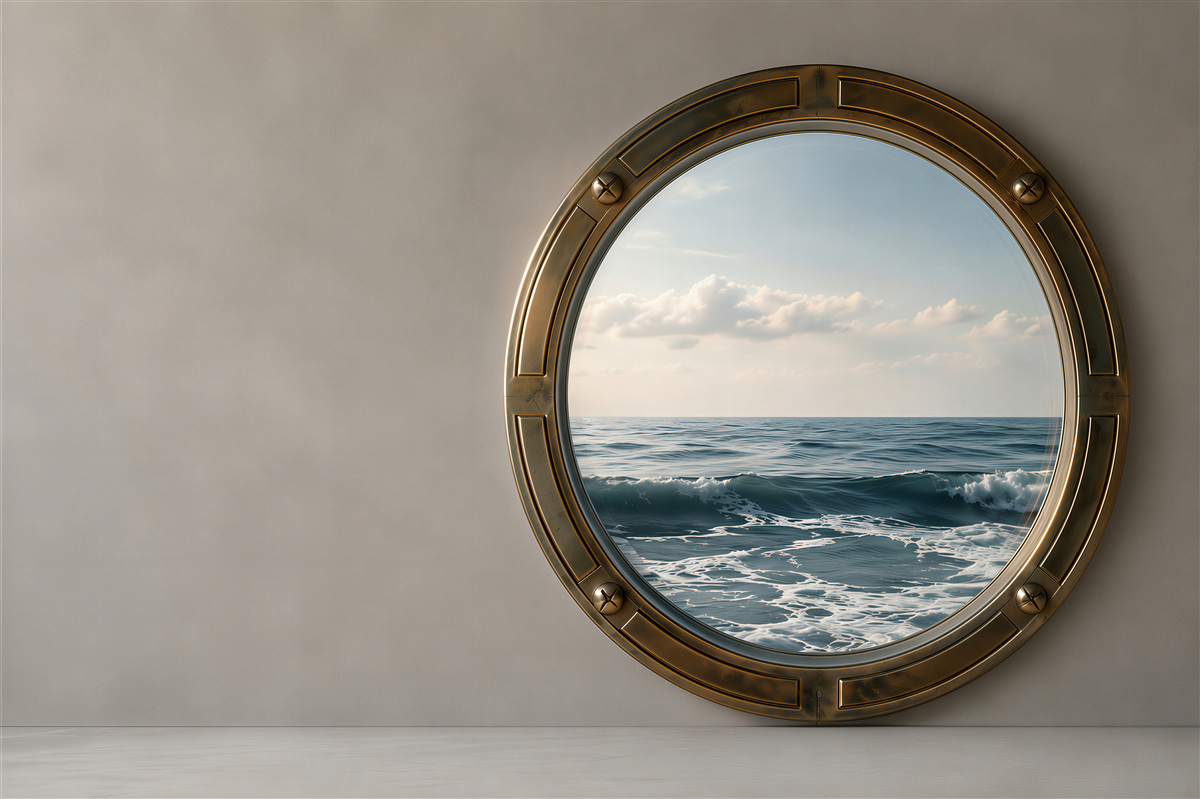 Fototapeta widok na ocean z okna kabiny