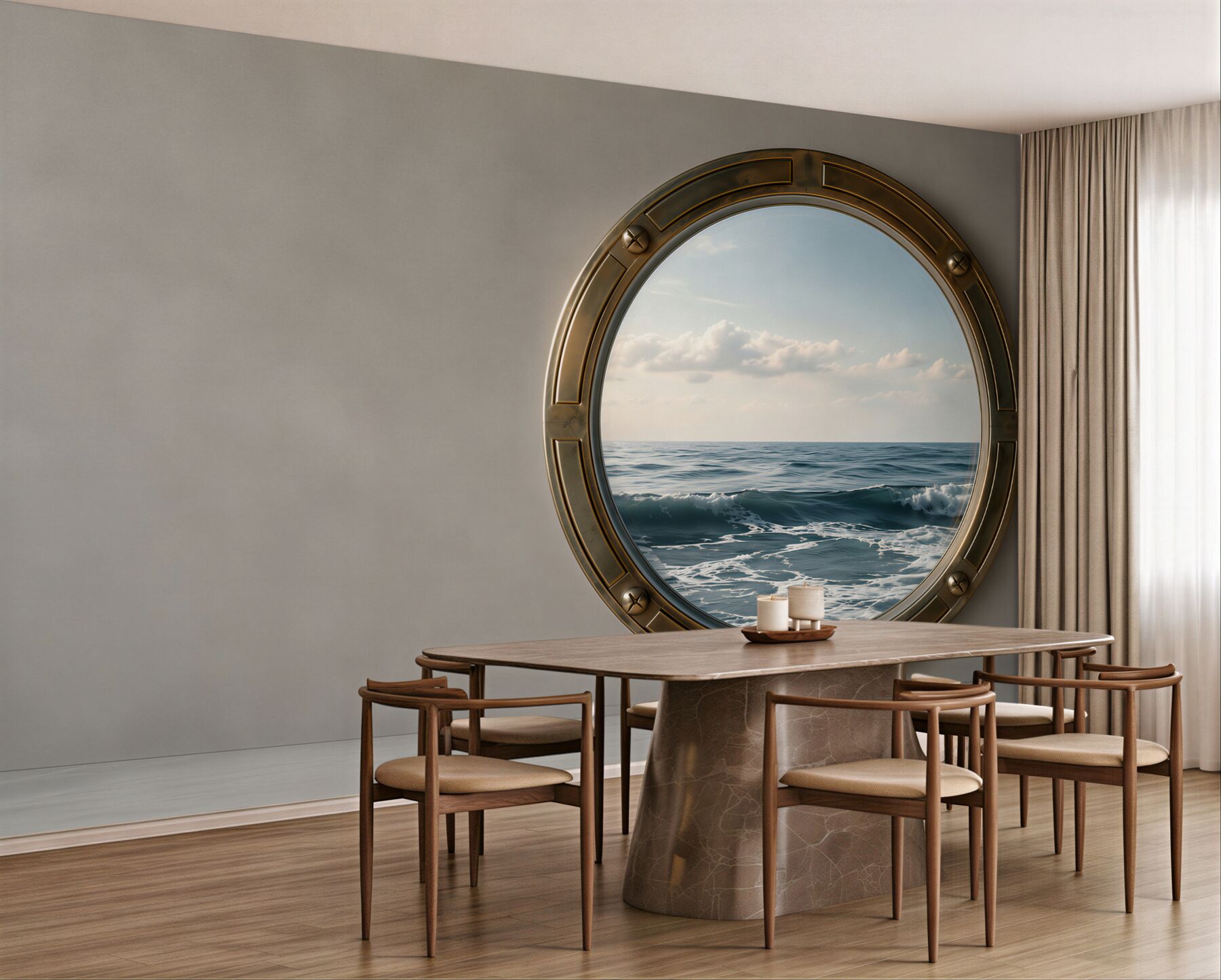 Fototapeta widok na ocean z okna kabiny?v23