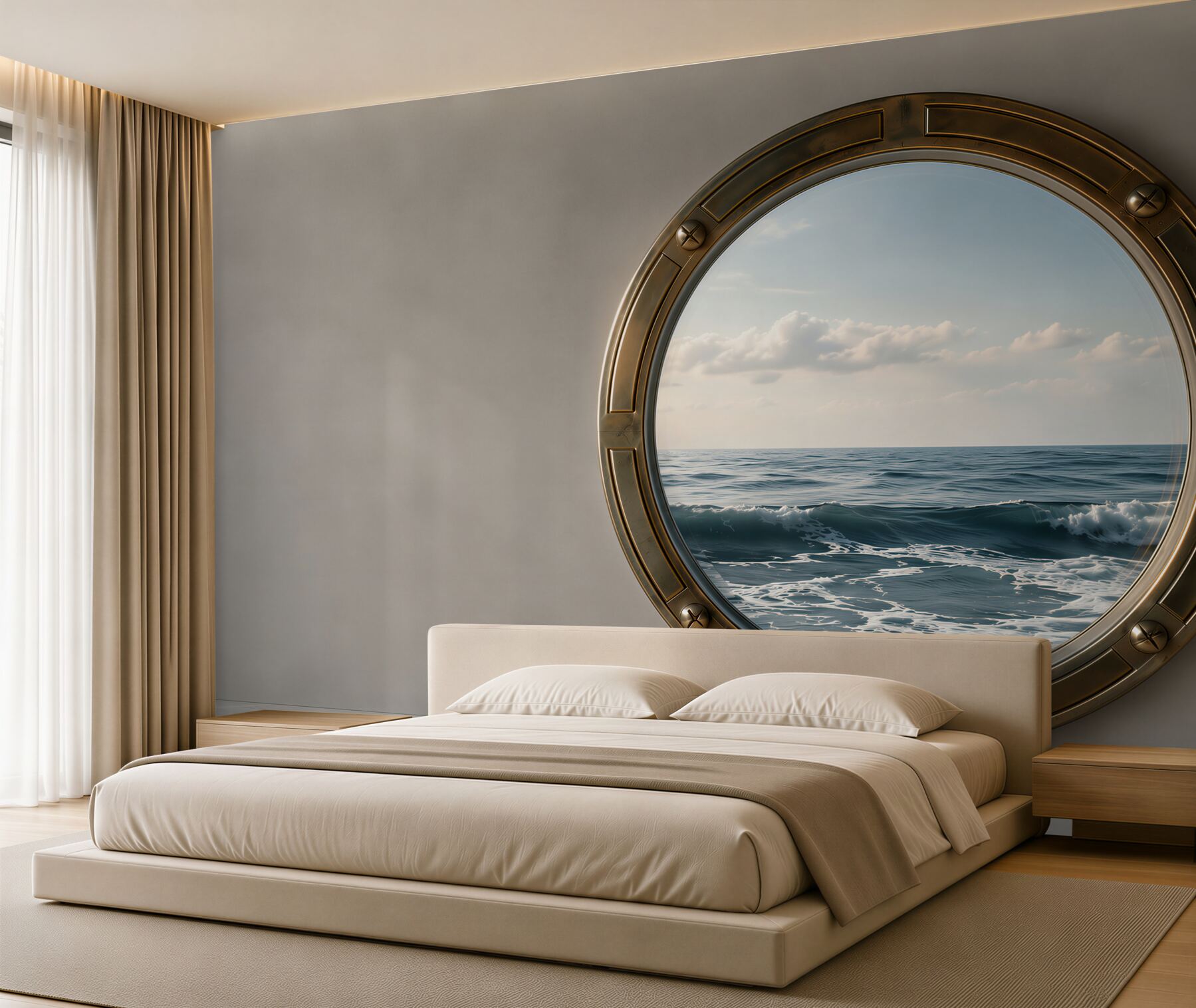 Fototapeta widok na ocean z okna kabiny