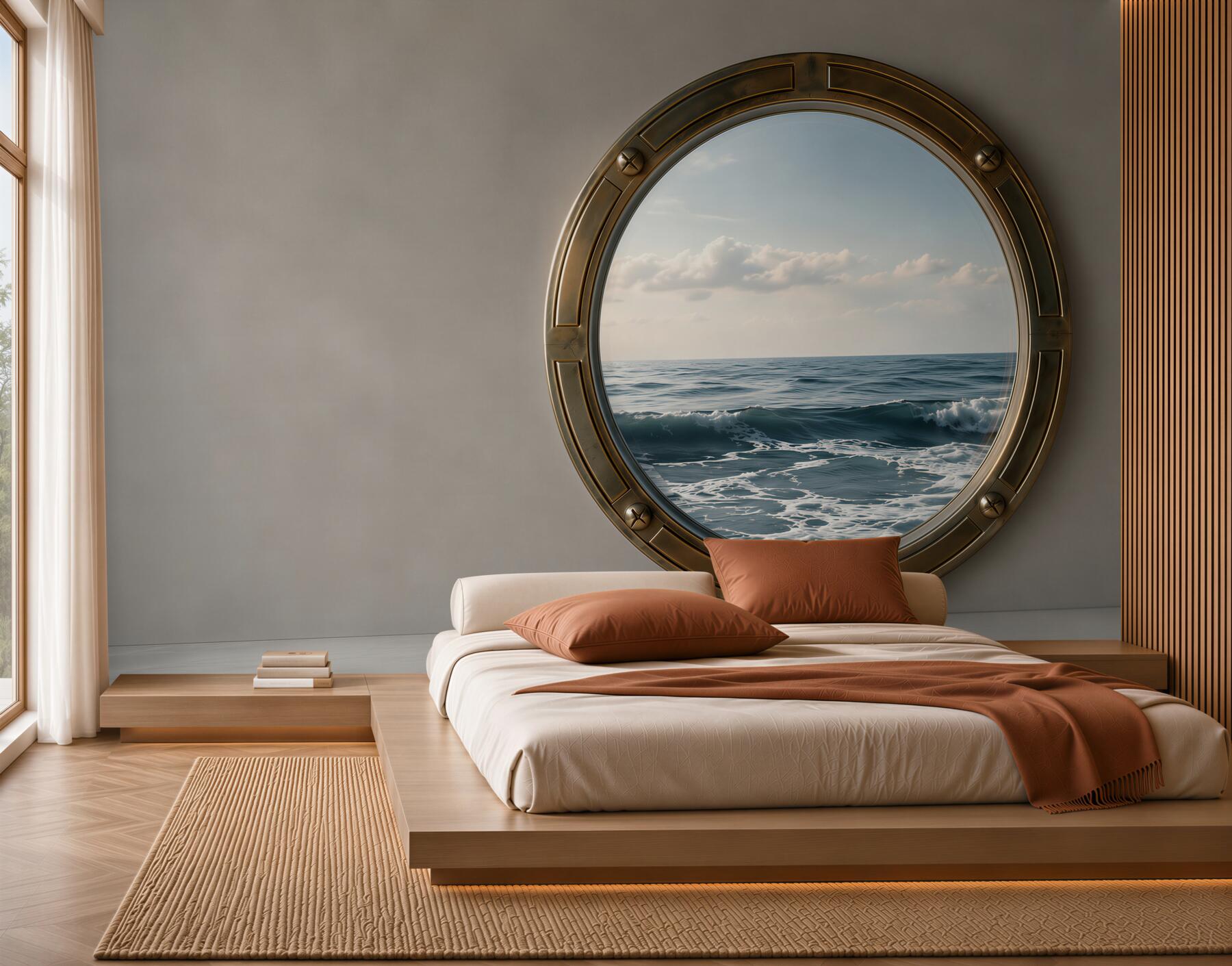 Fototapeta widok na ocean z okna kabiny?v23