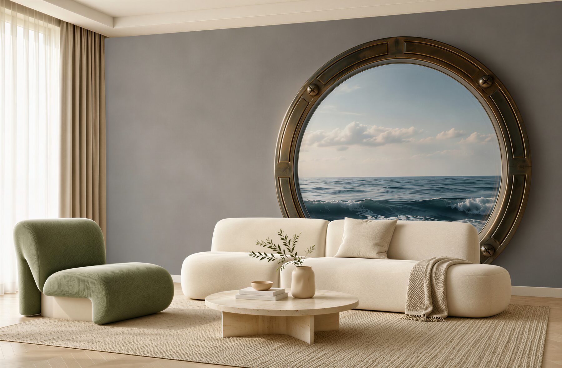 Fototapeta widok na ocean z okna kabiny?v23