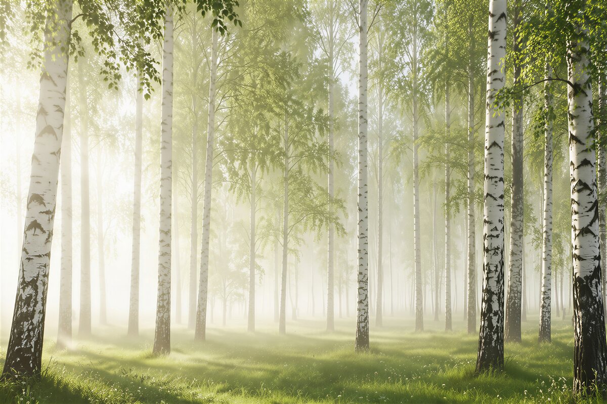 Fototapeta brzozy, które pięknie rosną