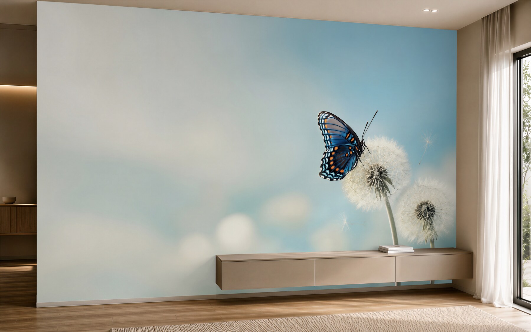 Fototapeta Motyl na wyblakłym mniszku lekarskim?v23