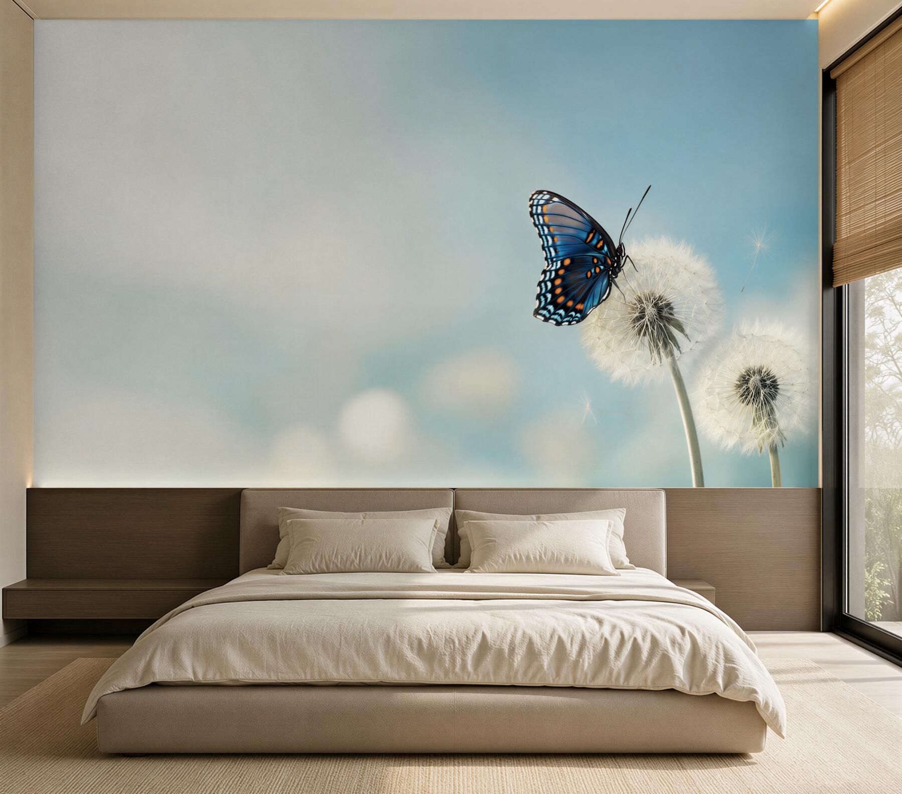 Fototapeta Motyl na wyblakłym mniszku lekarskim?v23