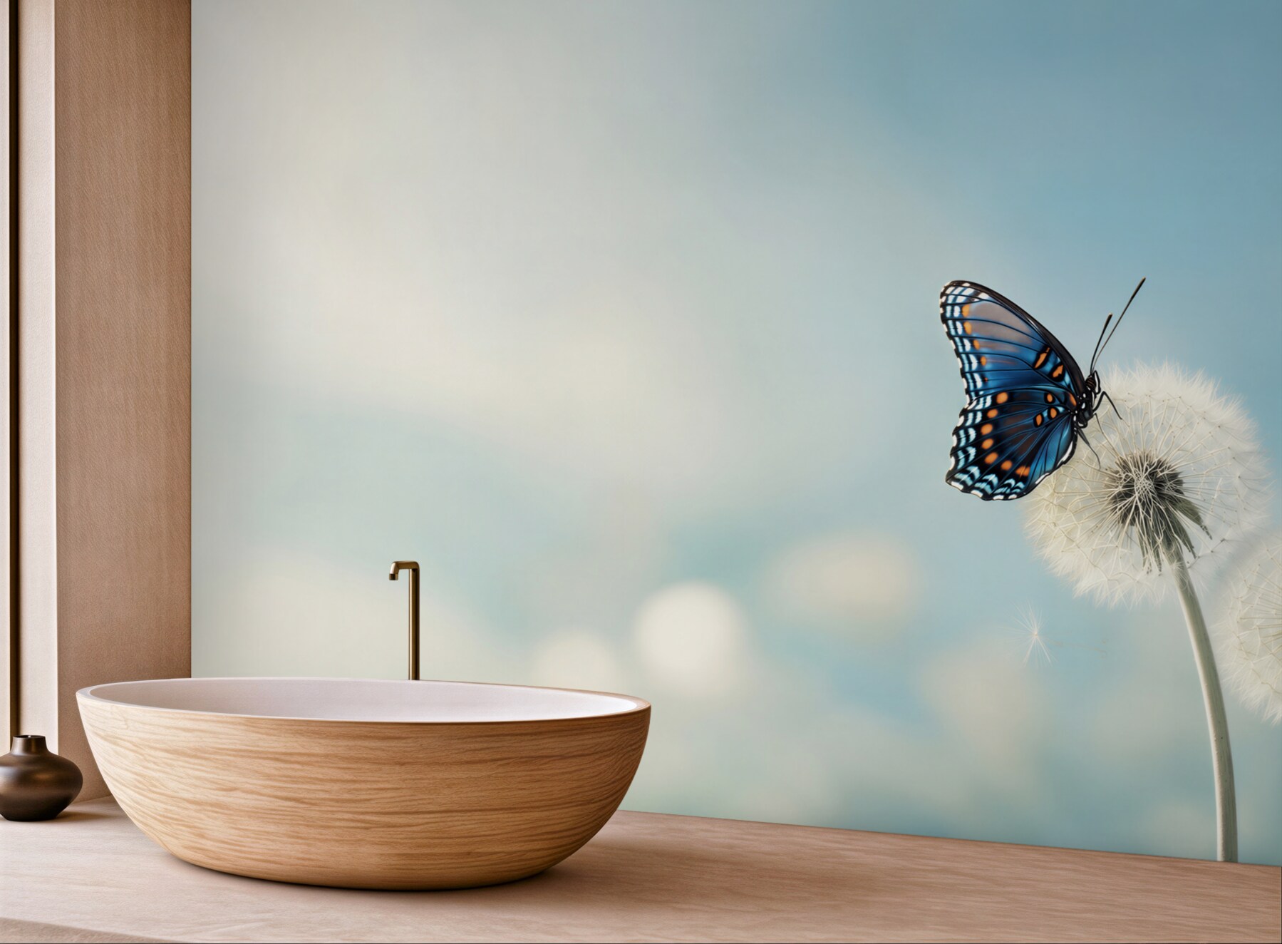 Fototapeta Motyl na wyblakłym mniszku lekarskim?v23