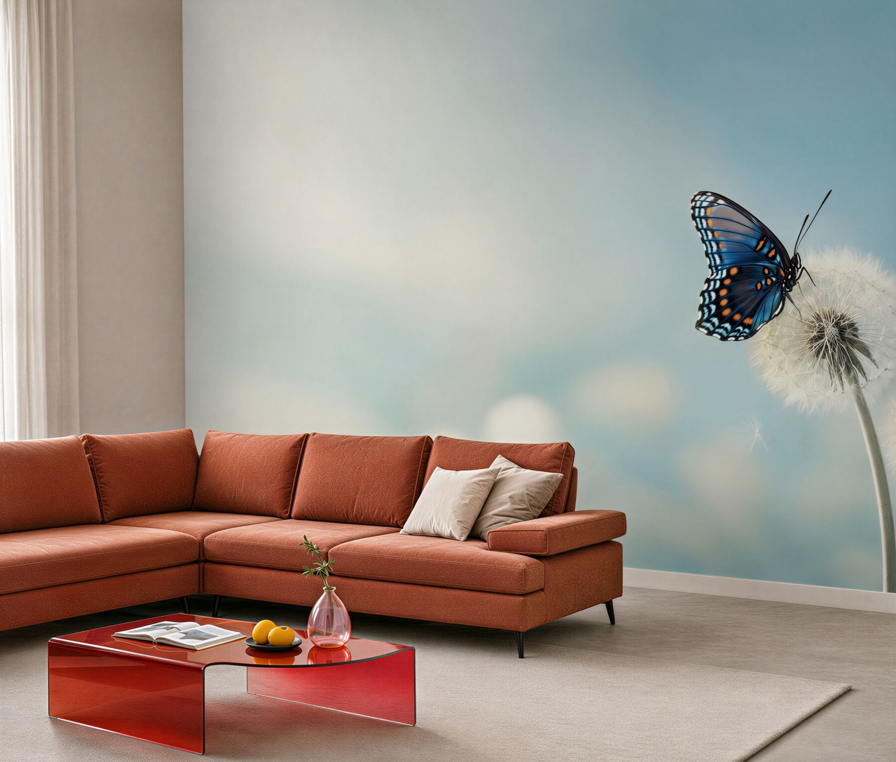 Fototapeta Motyl na wyblakłym mniszku lekarskim?v23