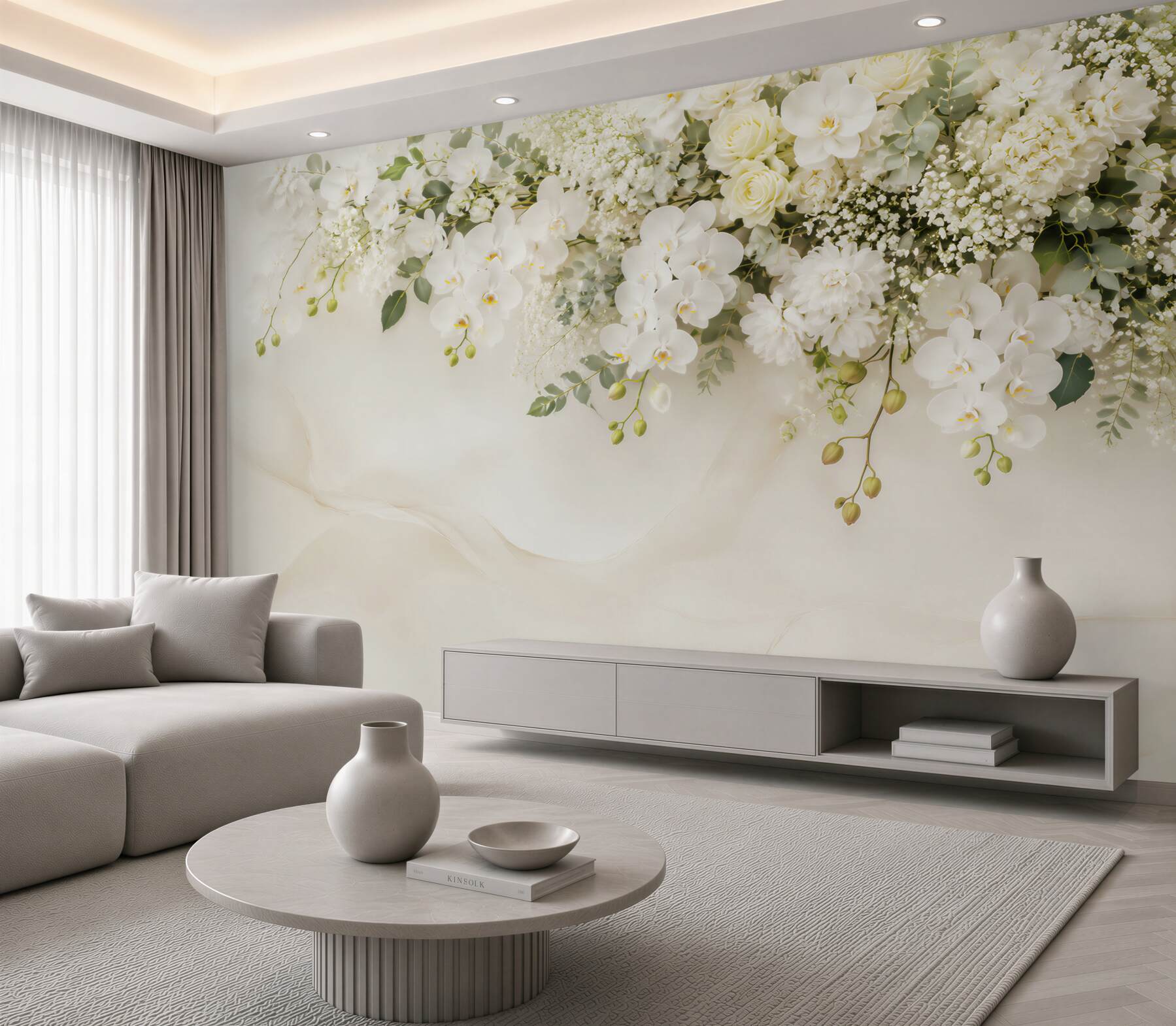 Fototapeta Wiszące białe orchidee?v23