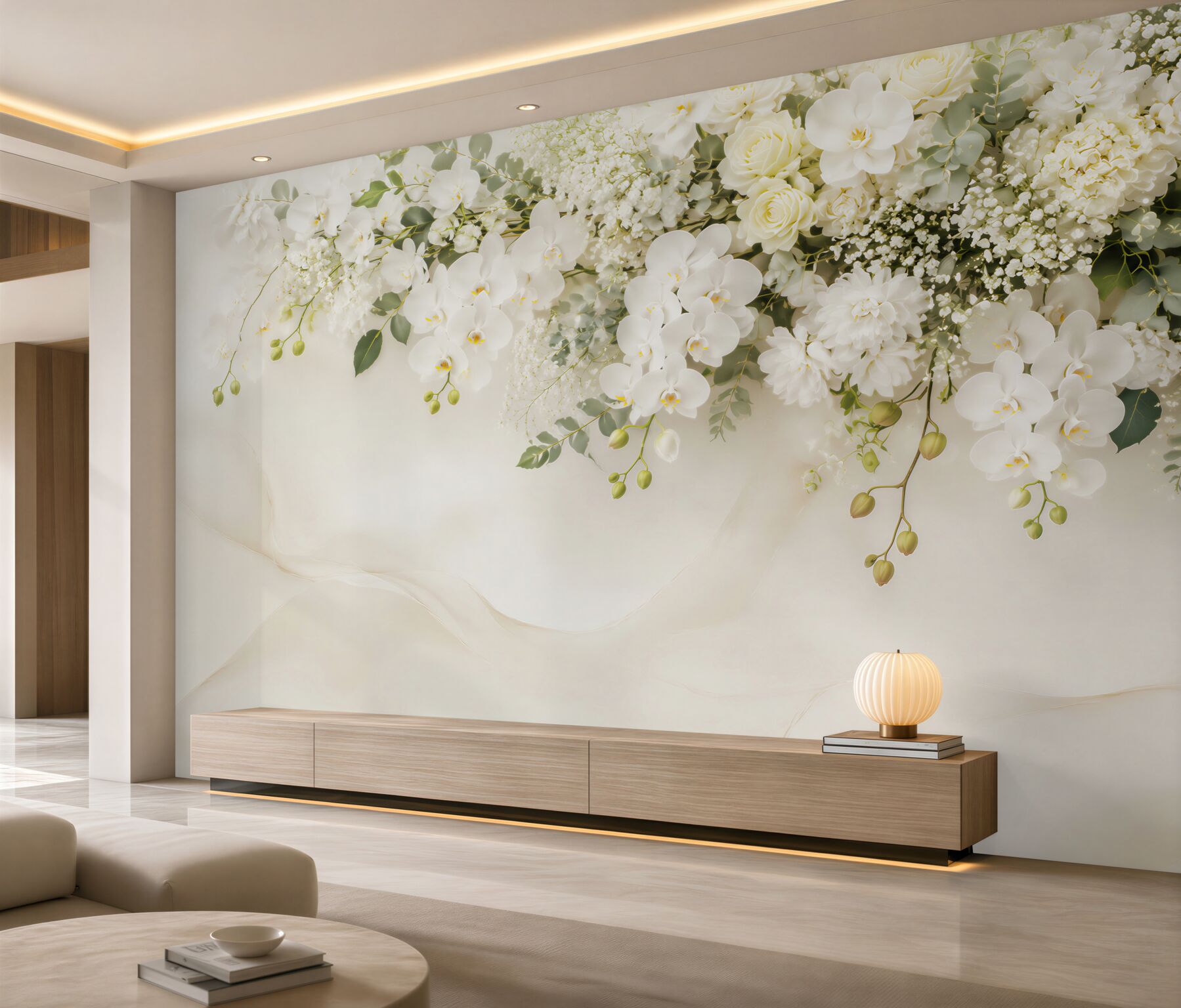 Fototapeta Wiszące białe orchidee?v23
