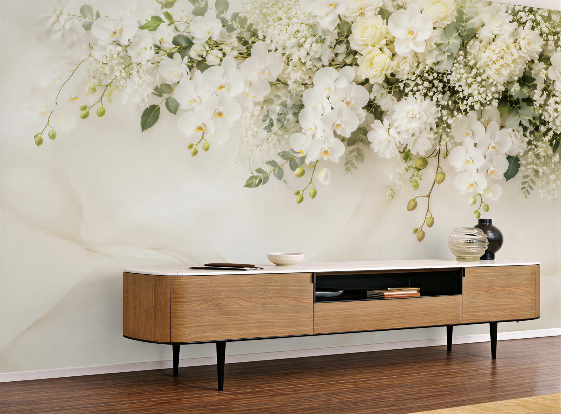 Fototapeta Wiszące białe orchidee?v23