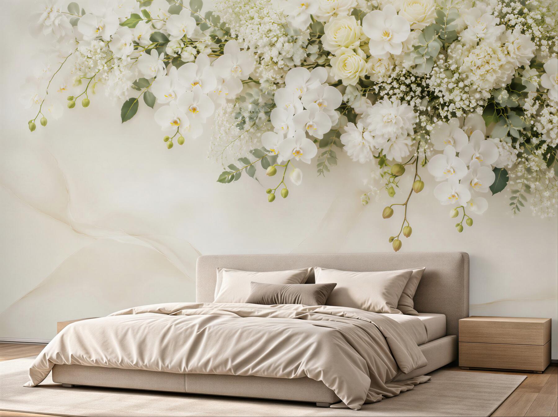 Fototapeta Wiszące białe orchidee?v23