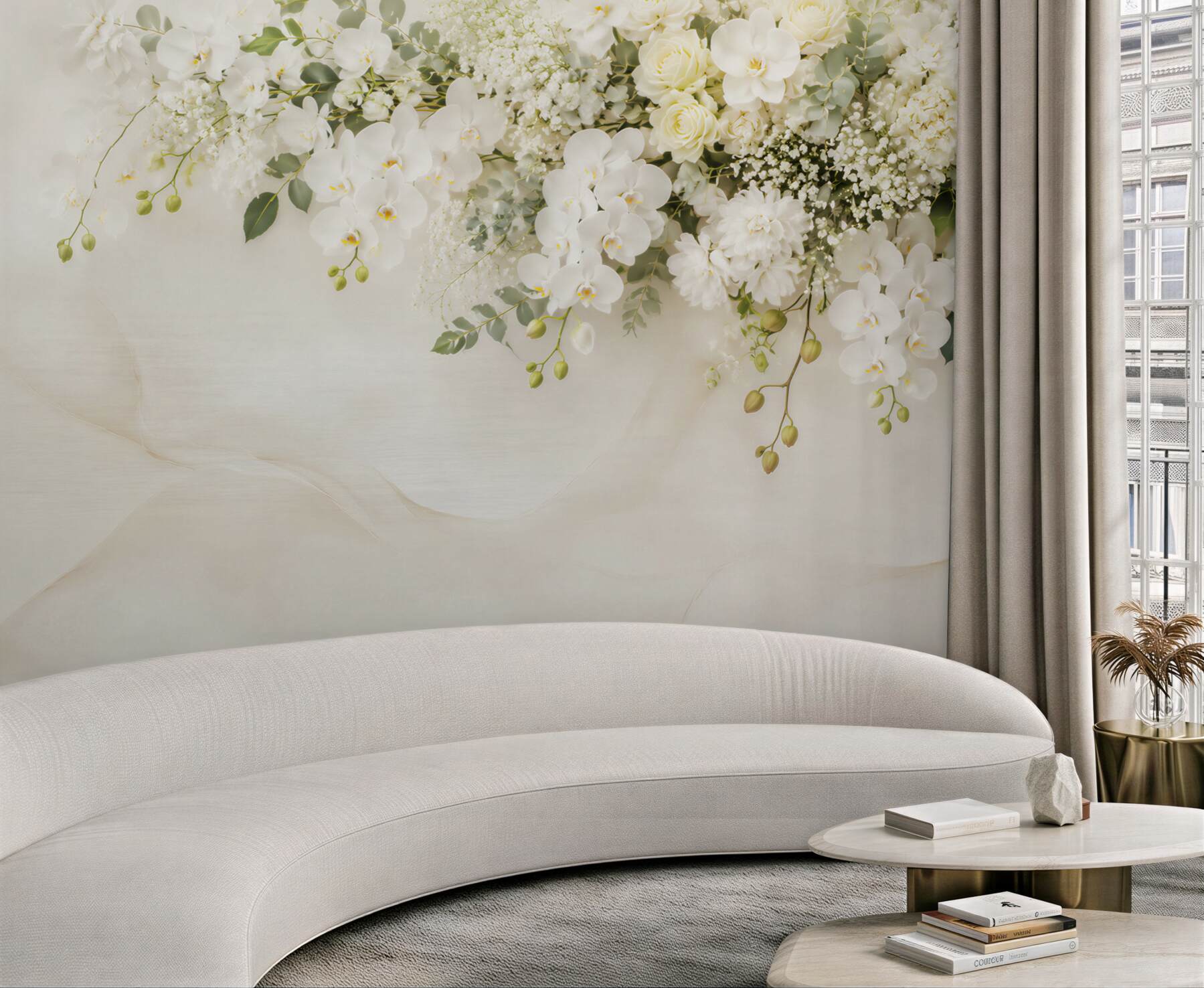 Fototapeta Wiszące białe orchidee?v23