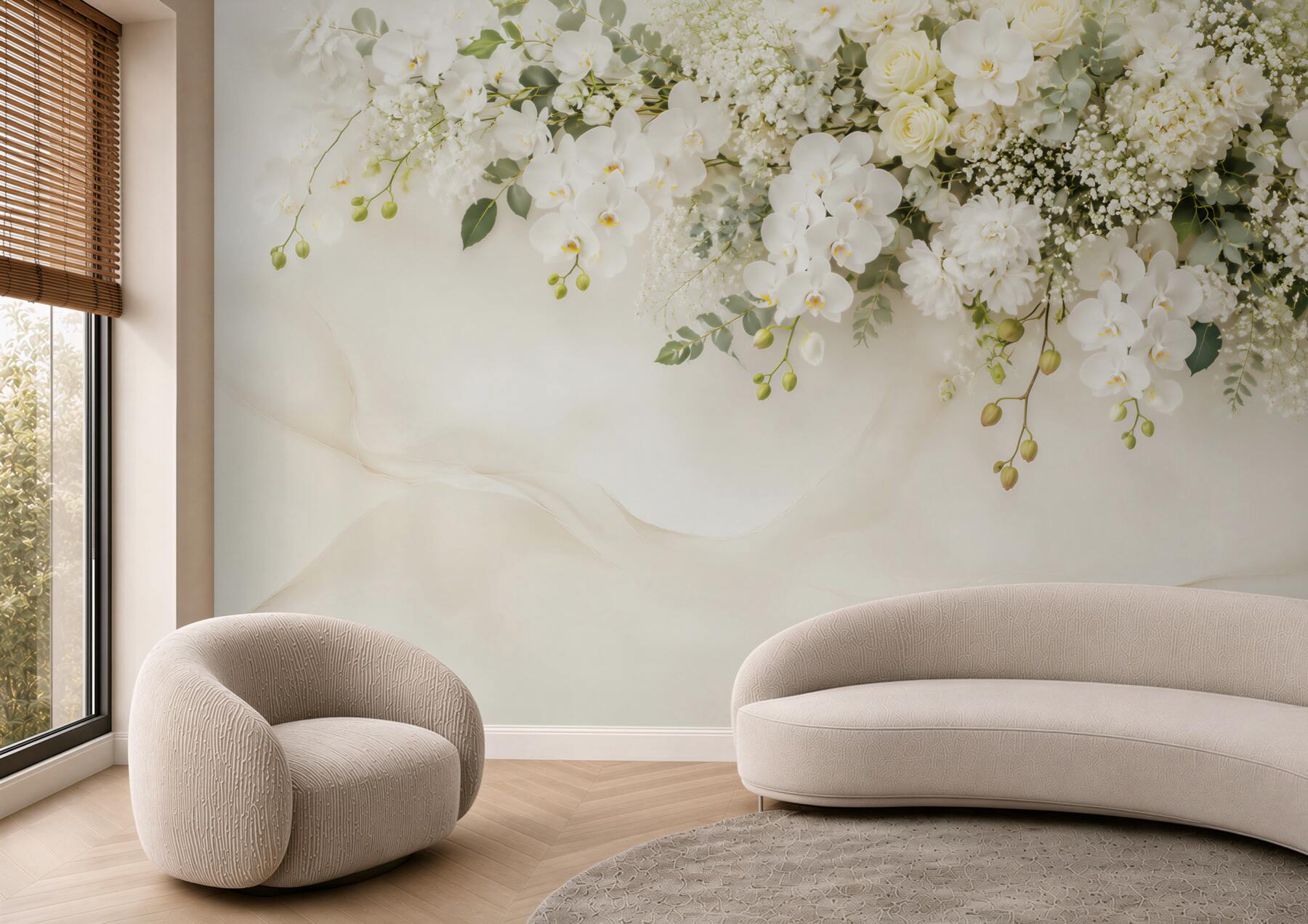 Fototapeta Wiszące białe orchidee?v23