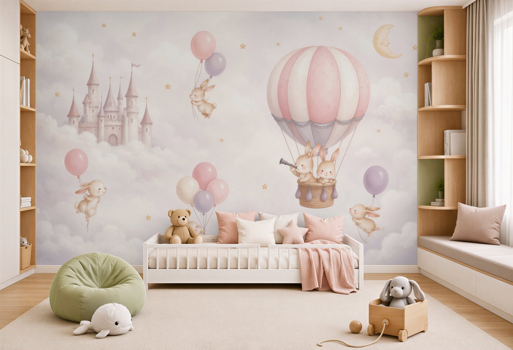 Fototapeta Króliczki latają w balonach