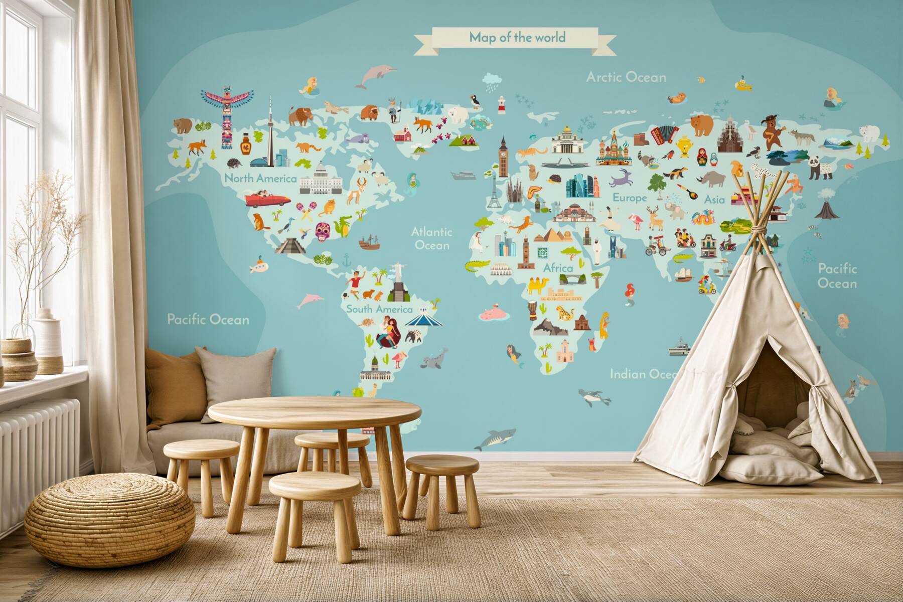 Fototapeta Mapa świata z punktami orientacyjnymi?v23