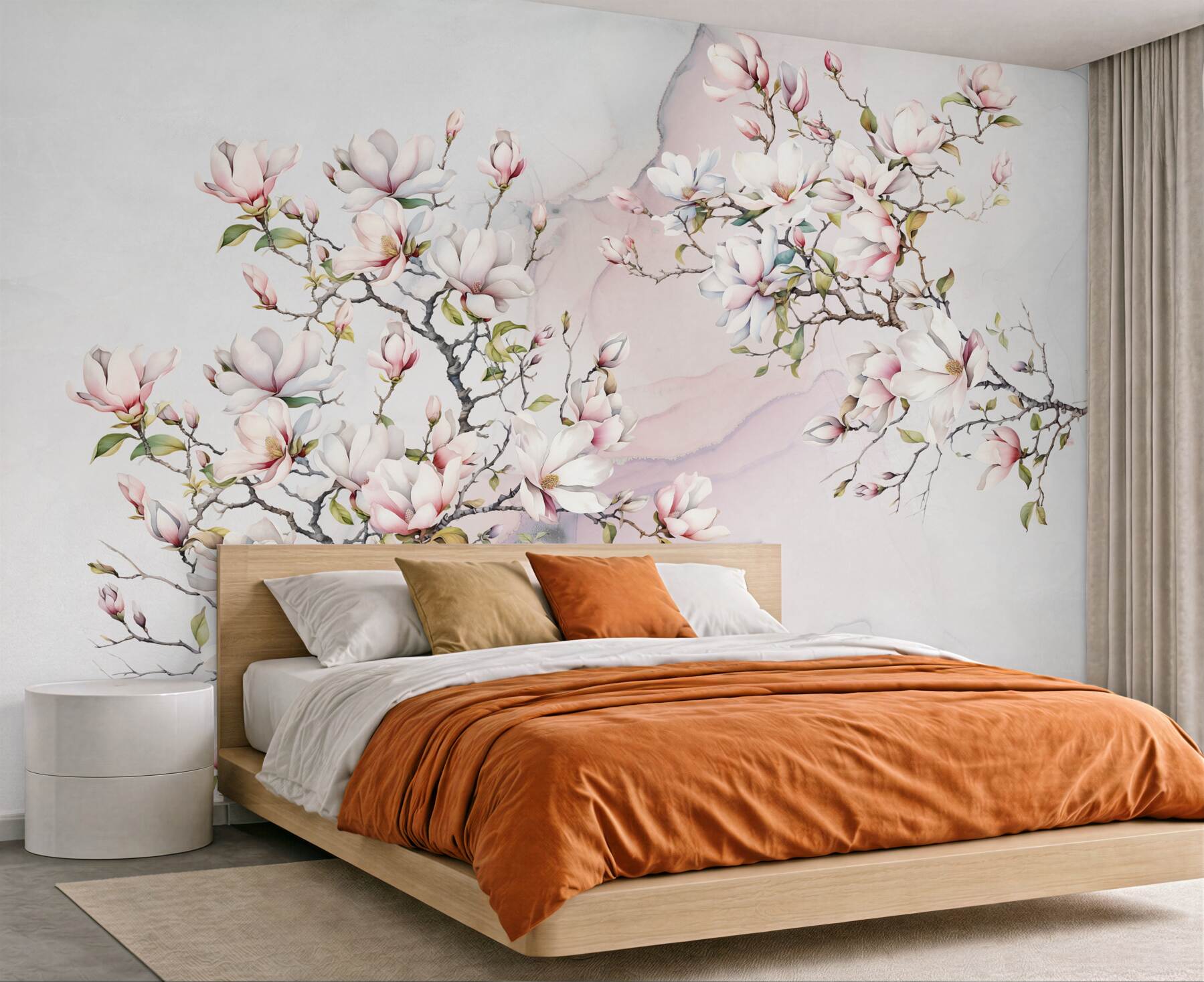 Fototapeta Piękne białe i różowe gałęzie magnolii?v23