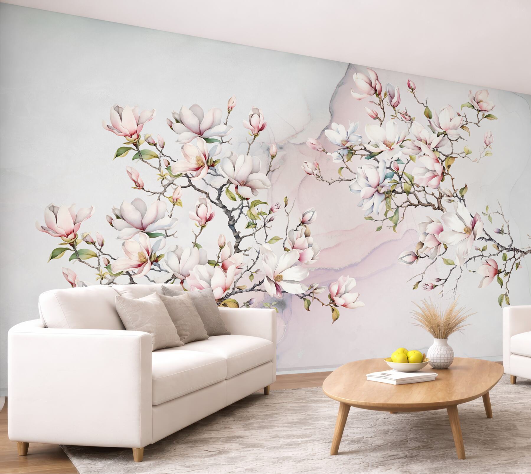 Fototapeta Piękne białe i różowe gałęzie magnolii?v23