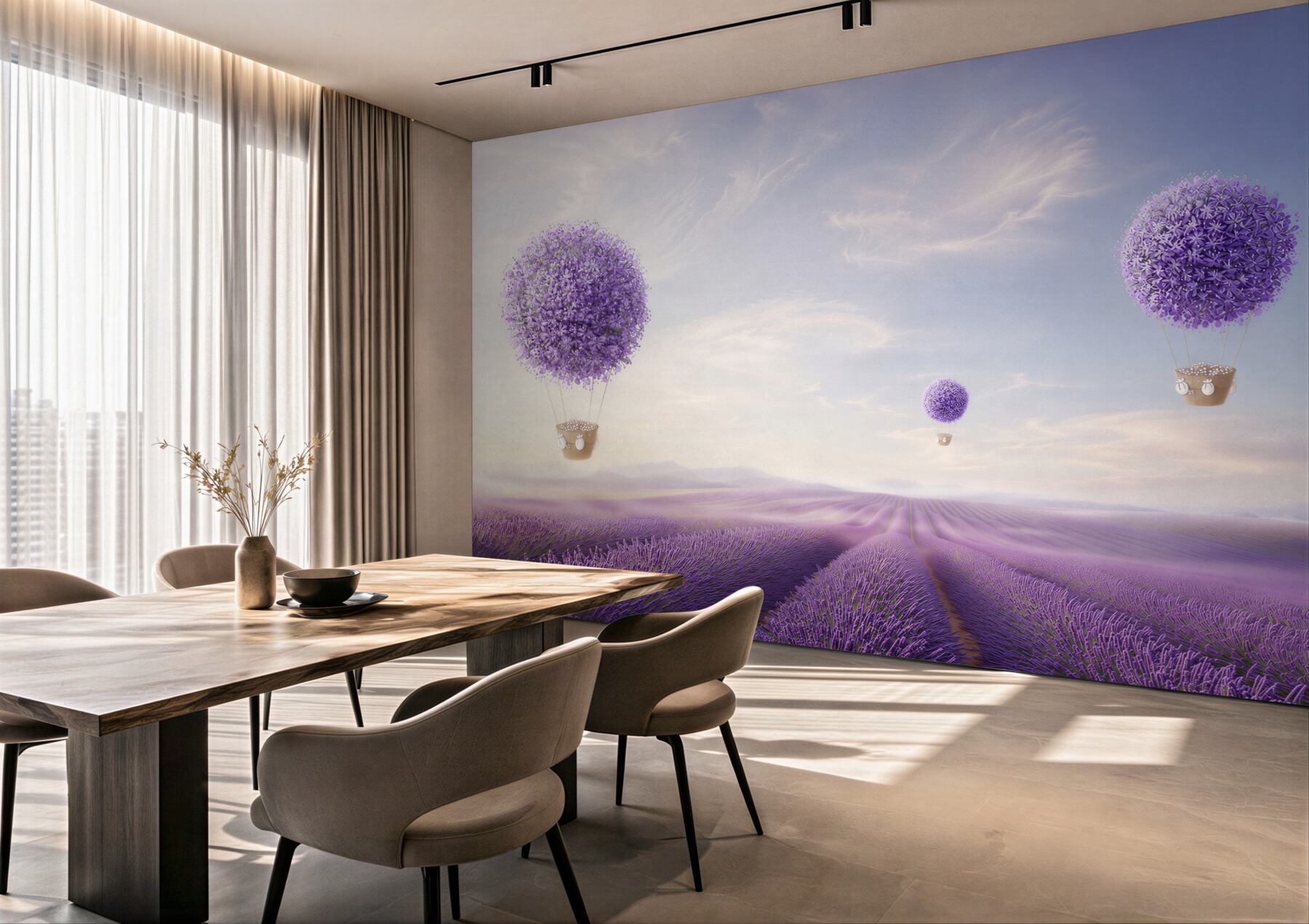 Fototapeta Pole lawendy i balony?v23