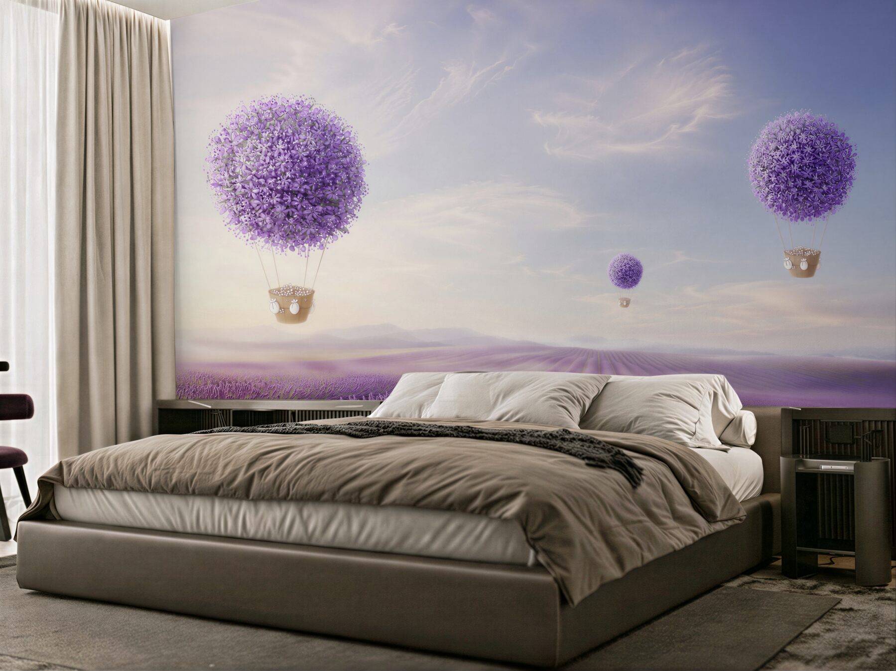Fototapeta Pole lawendy i balony?v23