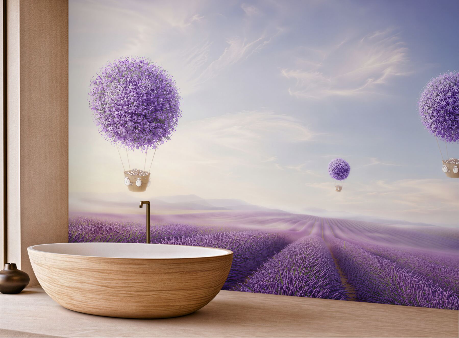 Fototapeta Pole lawendy i balony?v23