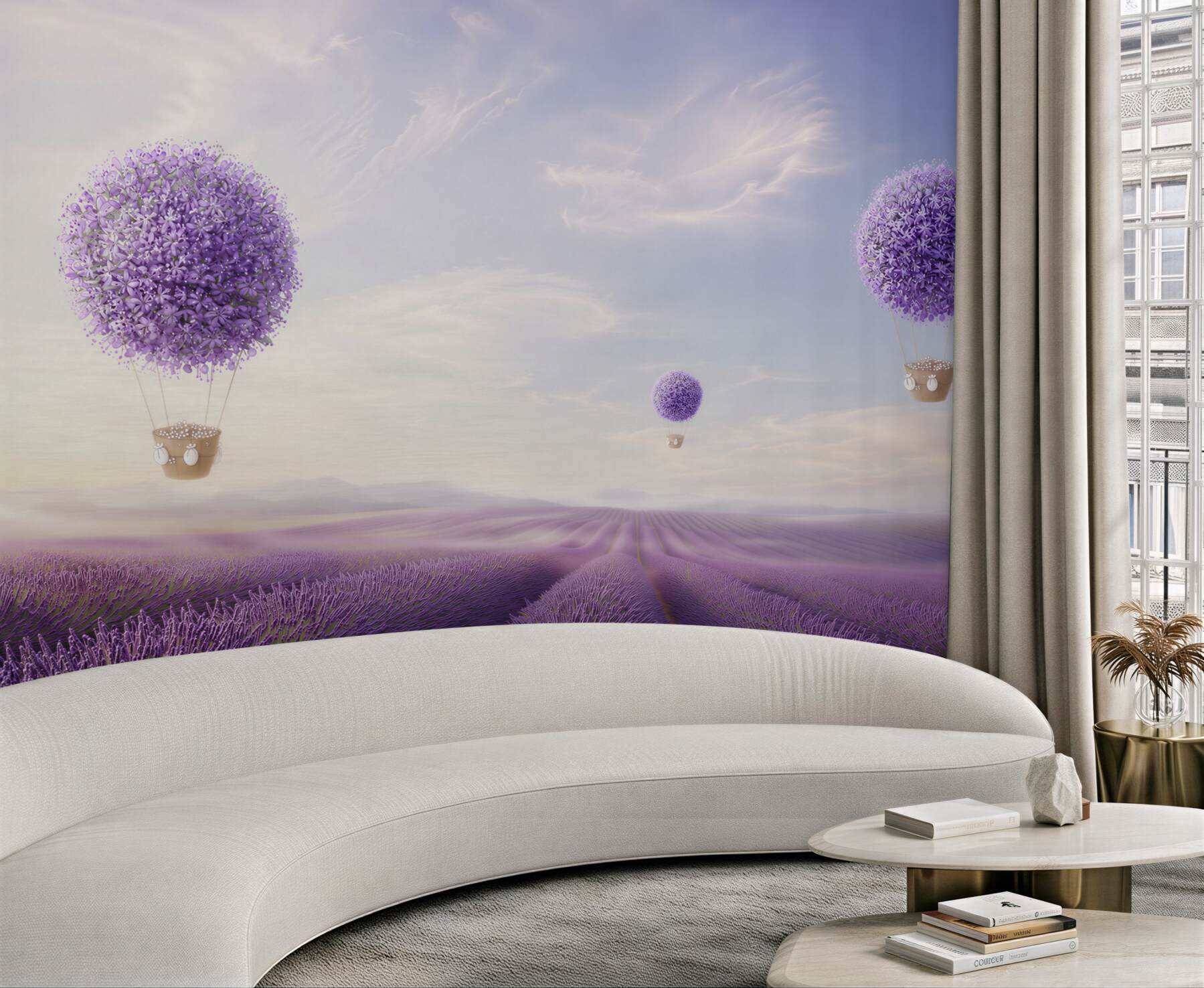 Fototapeta Pole lawendy i balony?v23