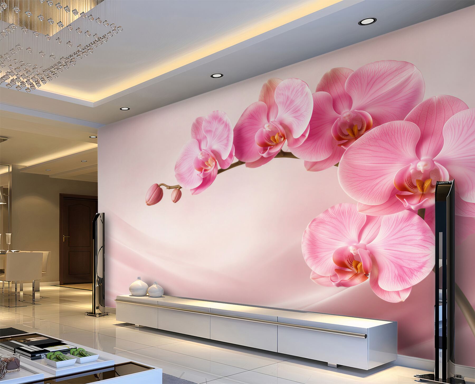 Fototapeta Gałąź czerwonej orchidei