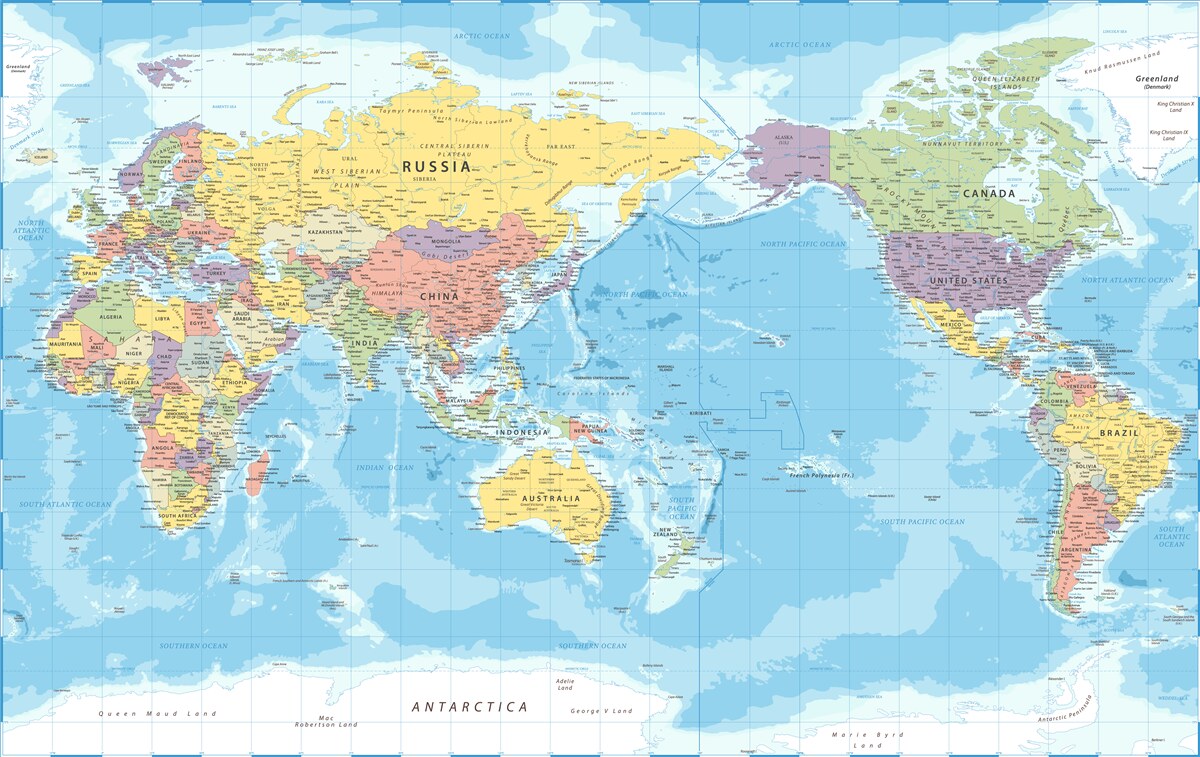 Fototapeta Nowoczesna mapa polityczna świata