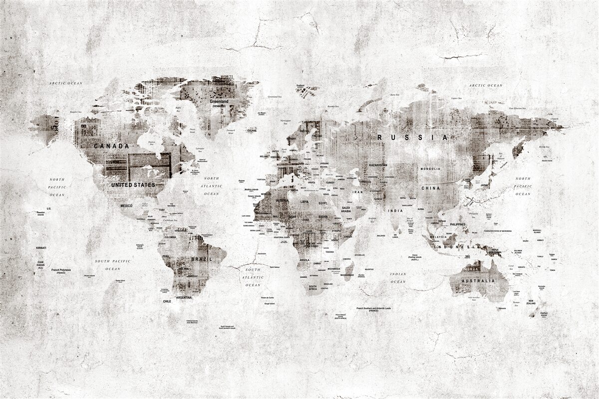 Fototapeta Mapa świata z nazwami krajów