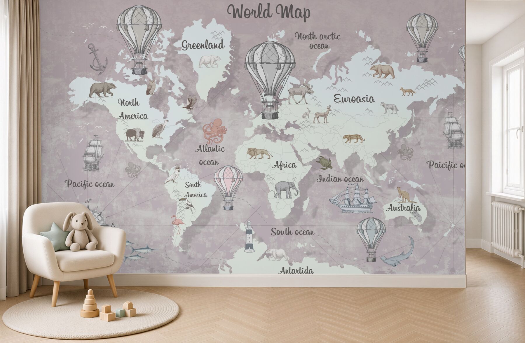 Fototapeta Mapa świata z nazwami