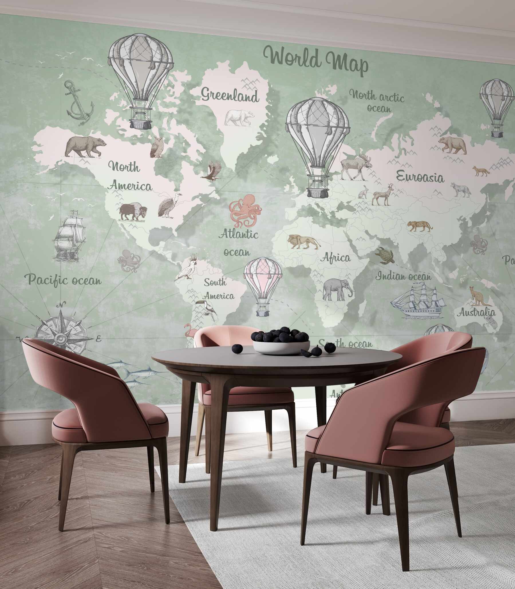 Fototapeta Mapa świata z nazwami kontynentów?v23