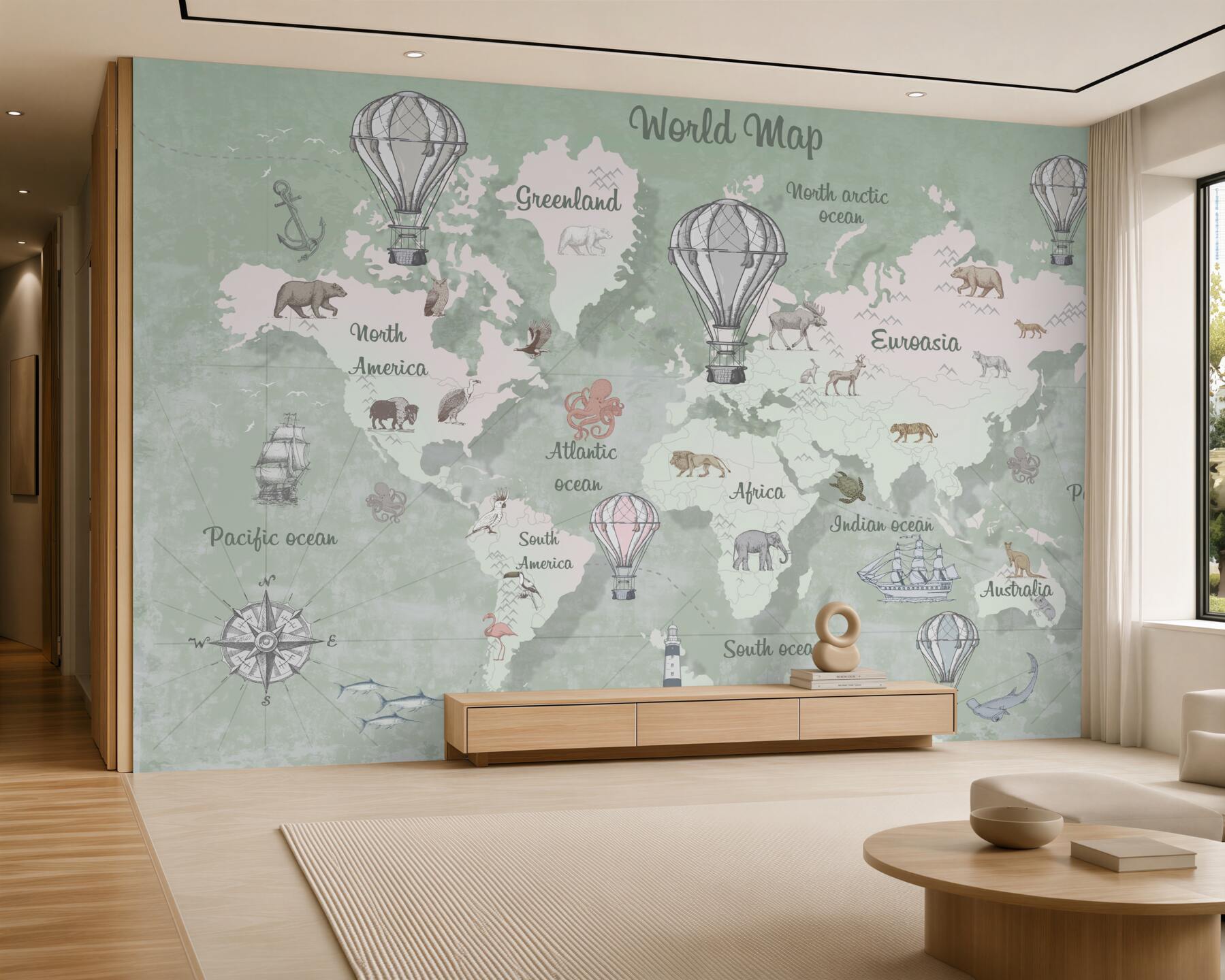 Fototapeta Mapa świata z nazwami kontynentów?v23