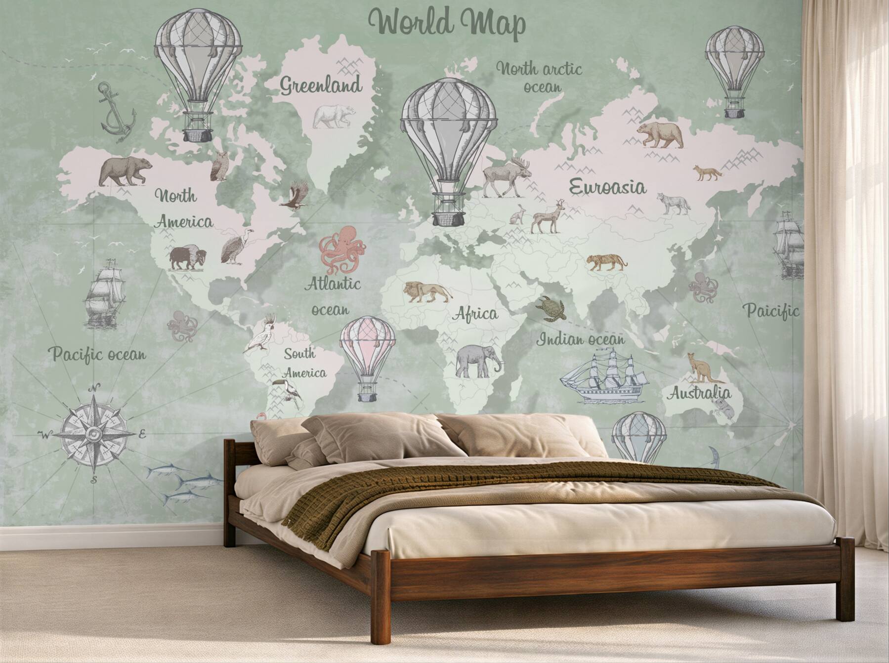 Fototapeta Mapa świata z nazwami kontynentów?v23
