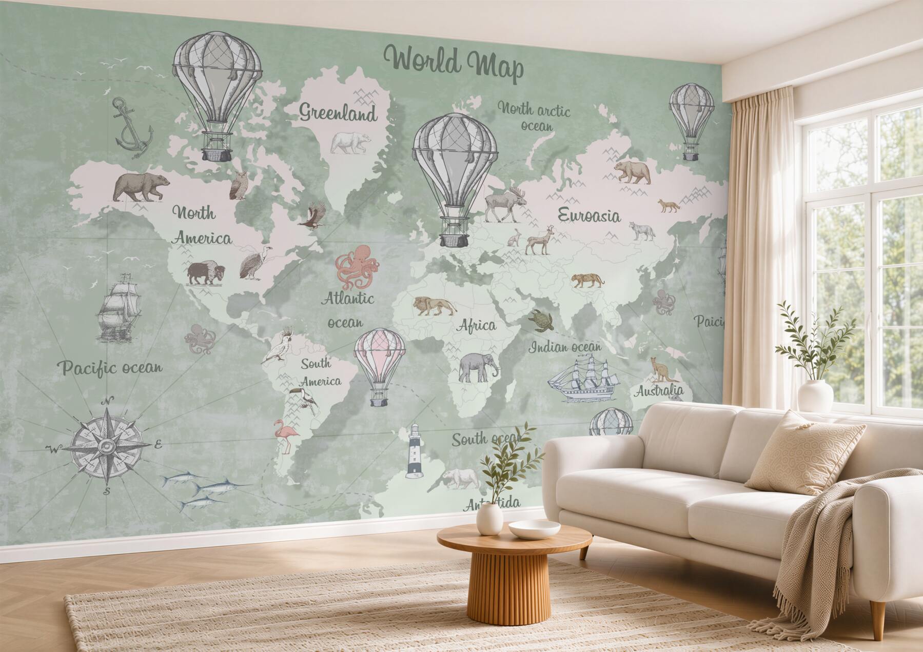 Fototapeta Mapa świata z nazwami kontynentów?v23