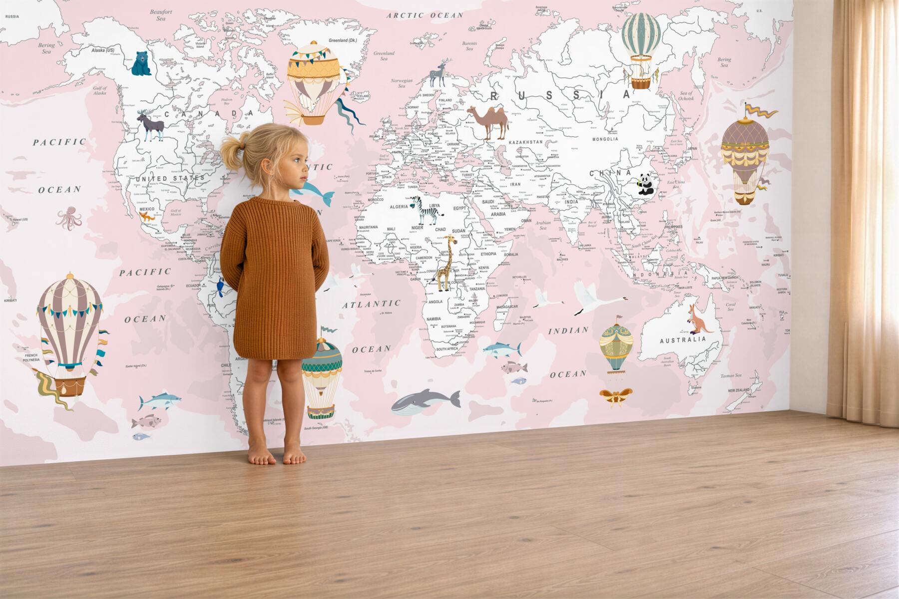 Fototapeta Mapa świata w odcieniach różu?v23