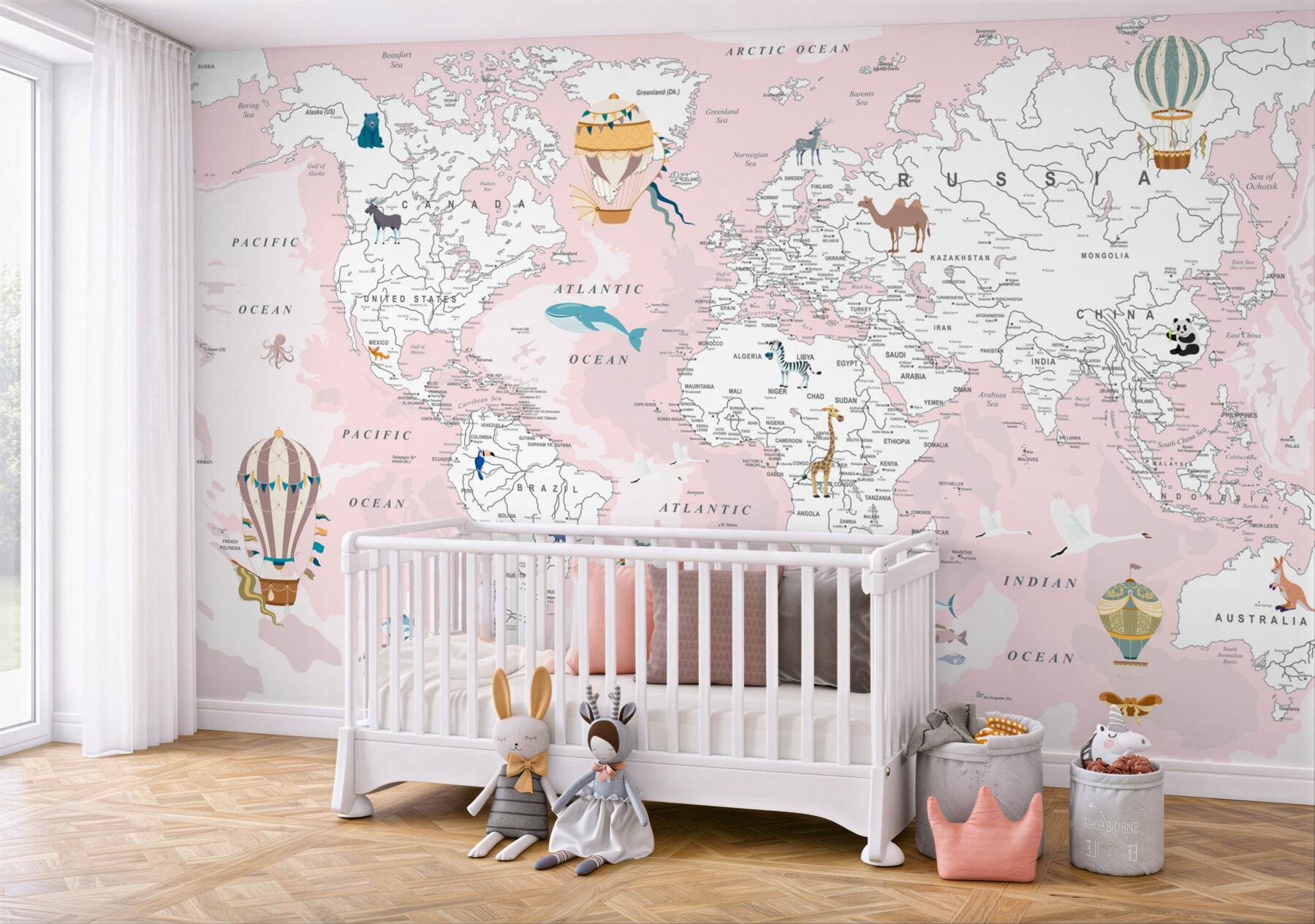 Fototapeta Mapa świata w odcieniach różu?v23