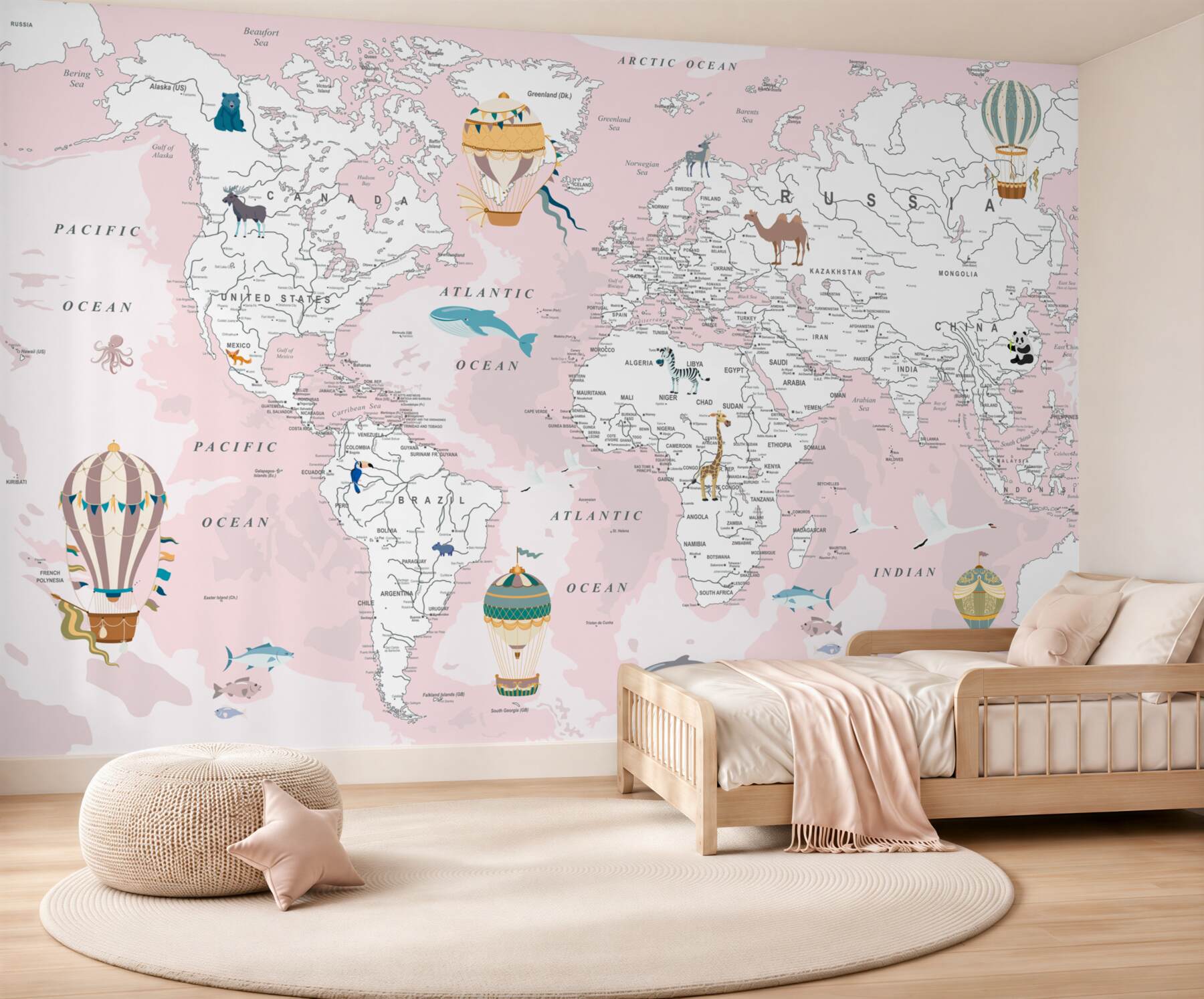 Fototapeta Mapa świata w odcieniach różu
