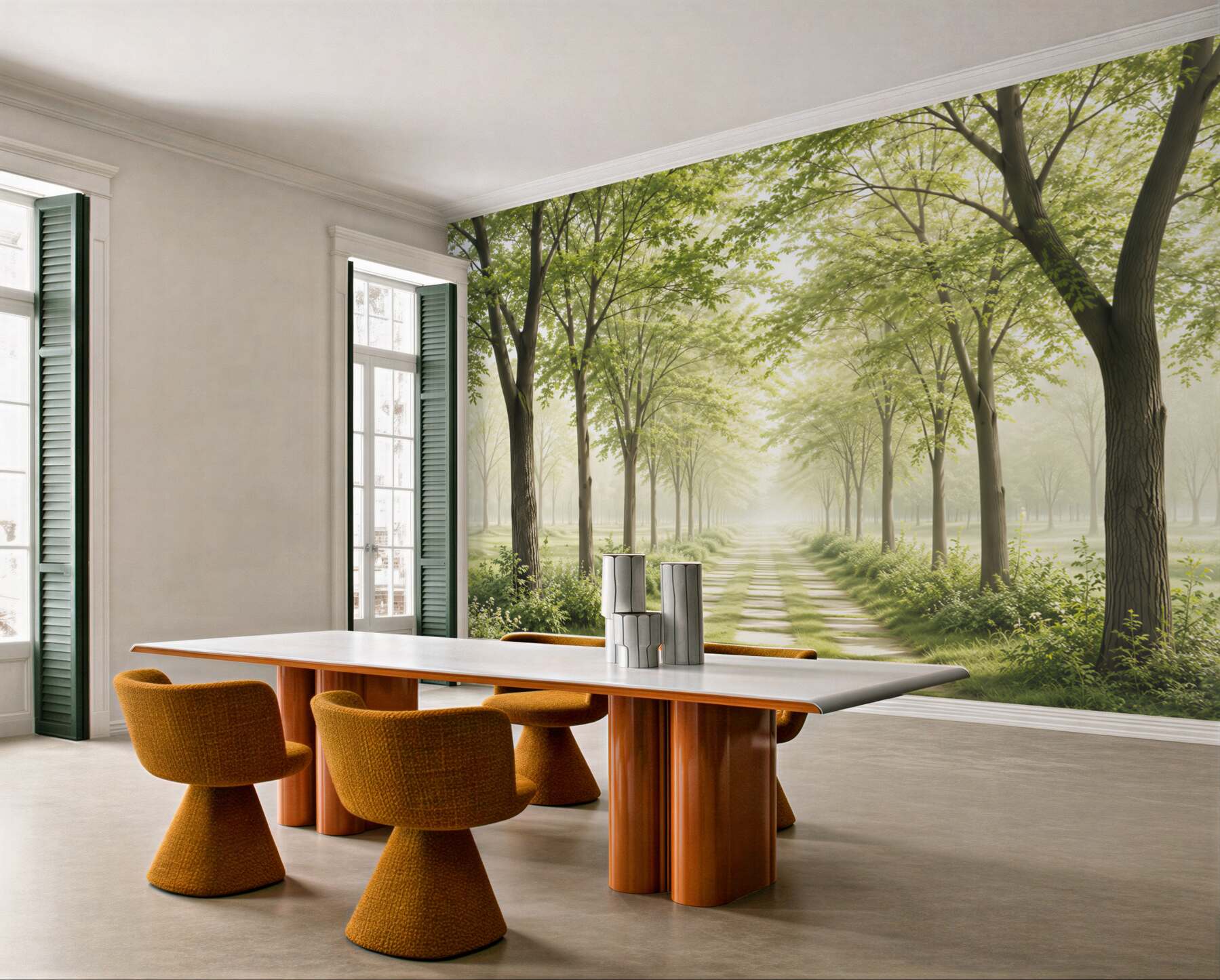 Fototapeta Gęsty zielony las i ścieżka w kwiatach?v23