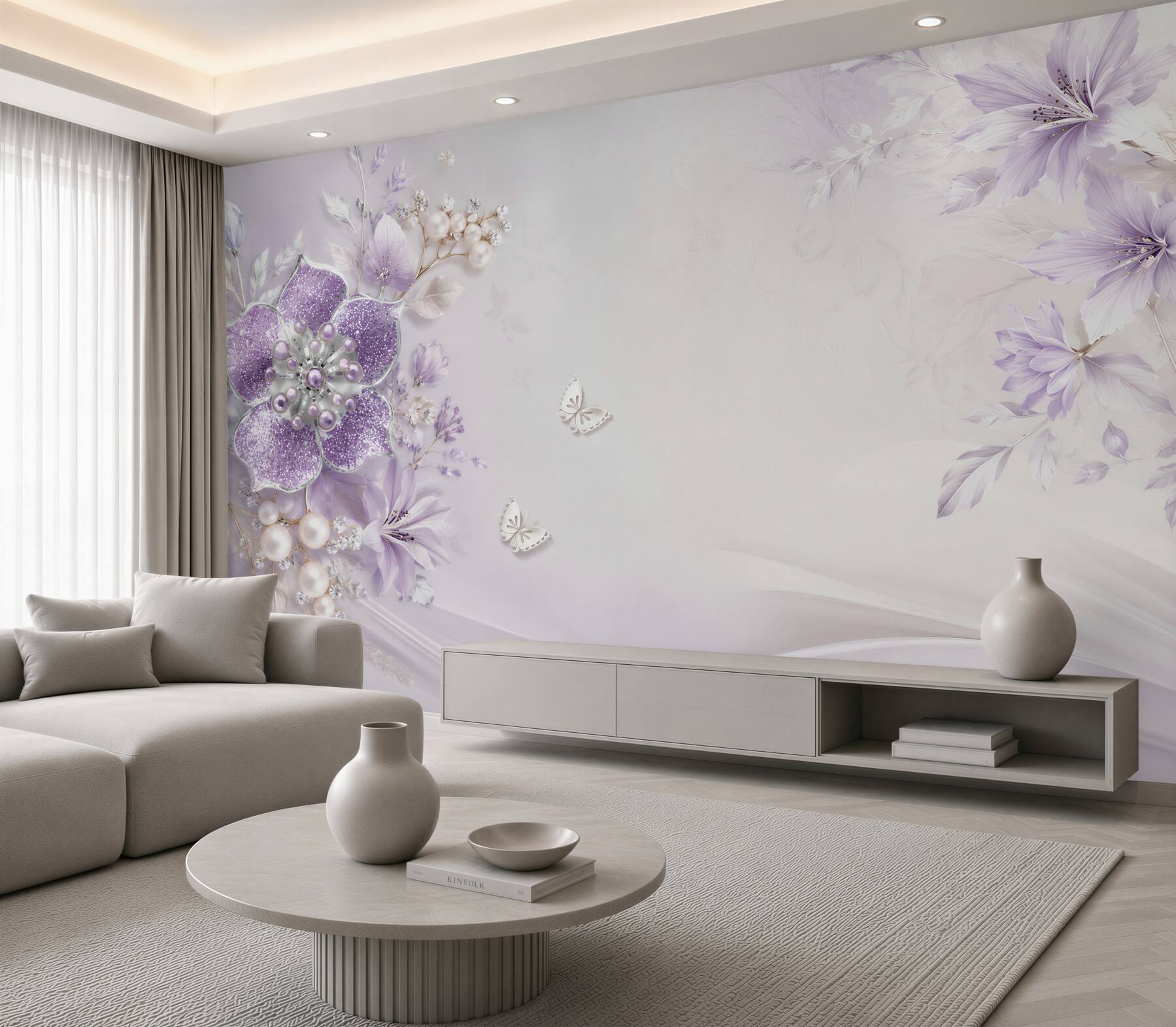 Fototapeta Fioletowe orchidee ze złota i pereł?v23