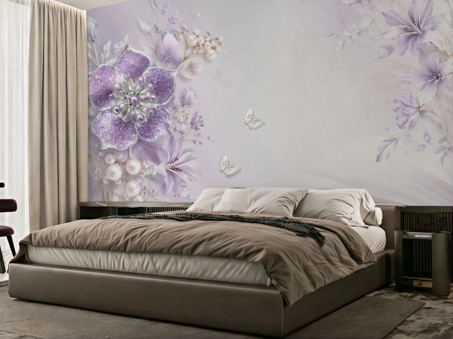 Fototapeta Fioletowe orchidee ze złota i pereł?v23