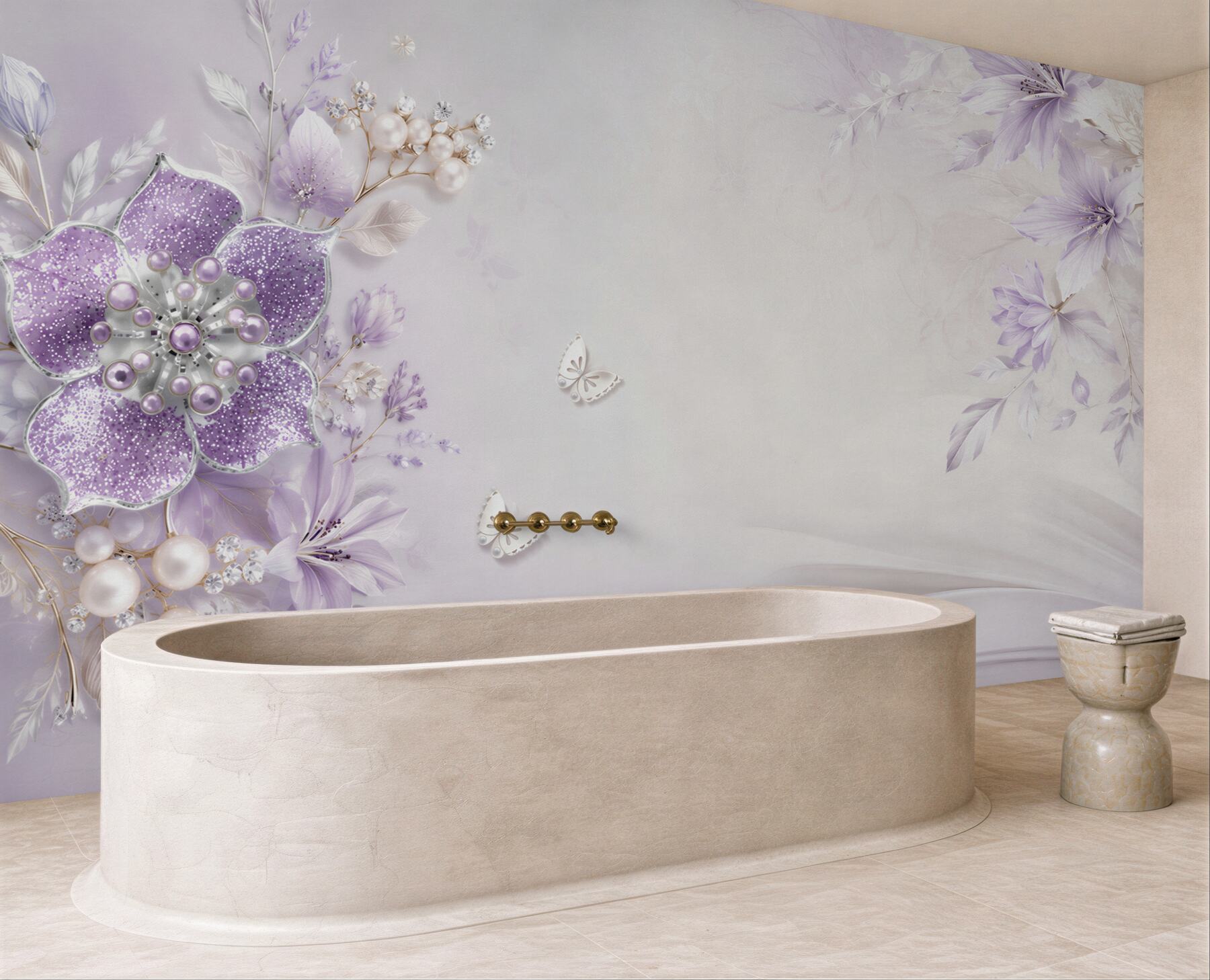 Fototapeta Fioletowe orchidee ze złota i pereł?v23