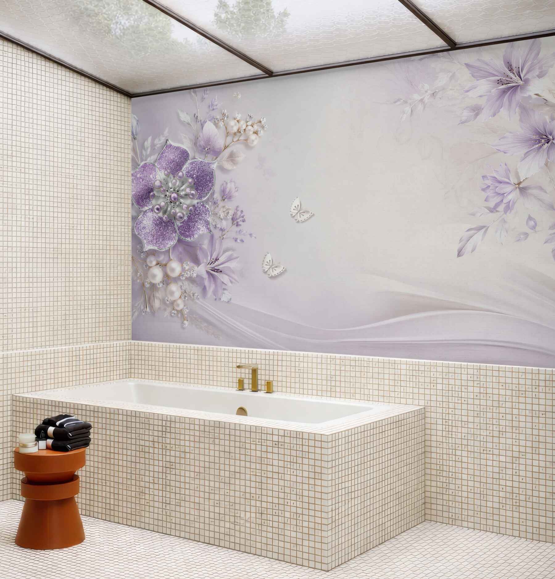 Fototapeta Fioletowe orchidee ze złota i pereł?v23