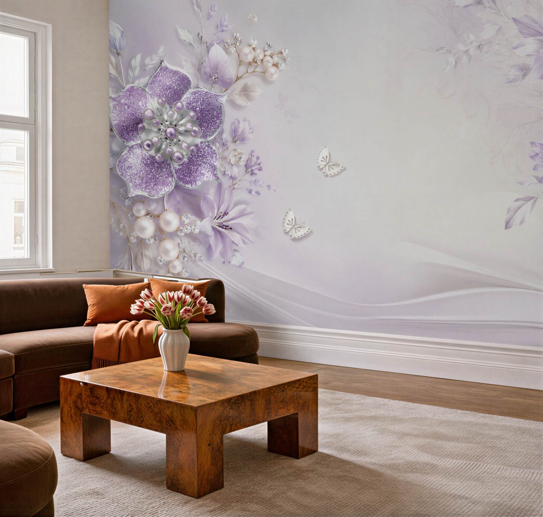 Fototapeta Fioletowe orchidee ze złota i pereł?v23
