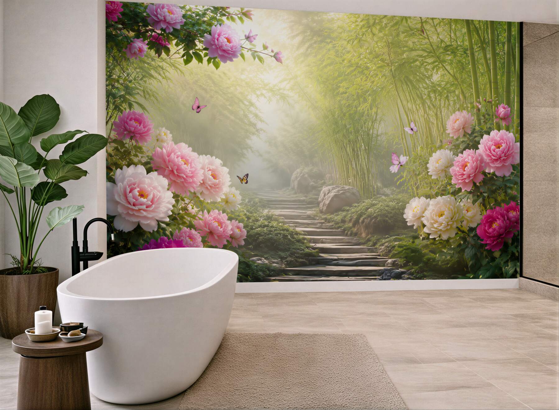 Fototapeta Zielony bambusowy lis i kwiaty?v23