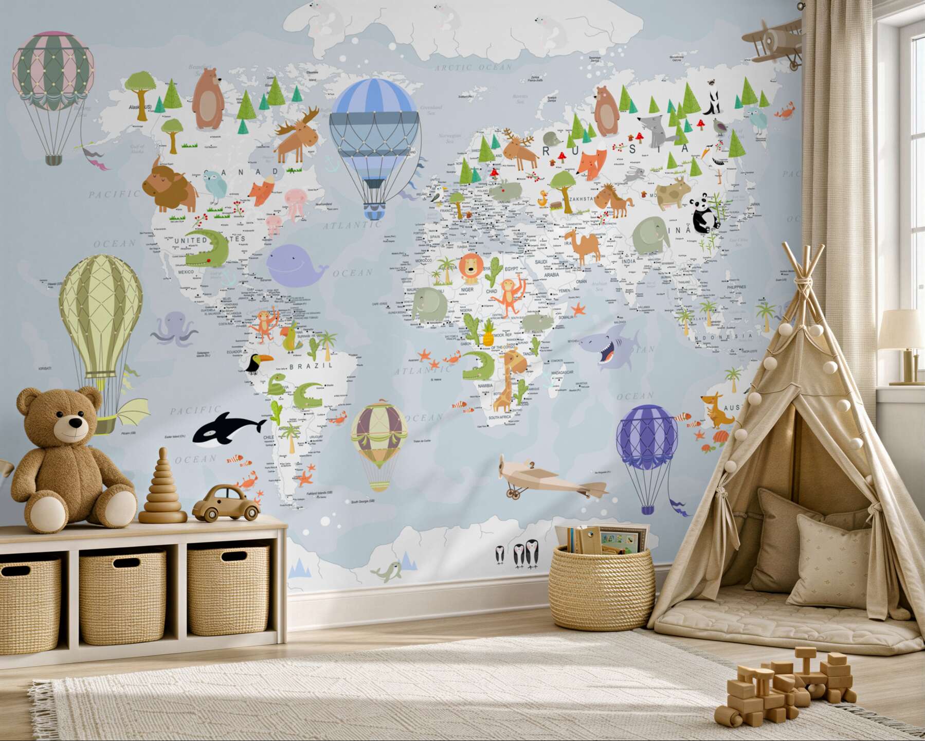 Fototapeta Mapa świata z balonami?v23