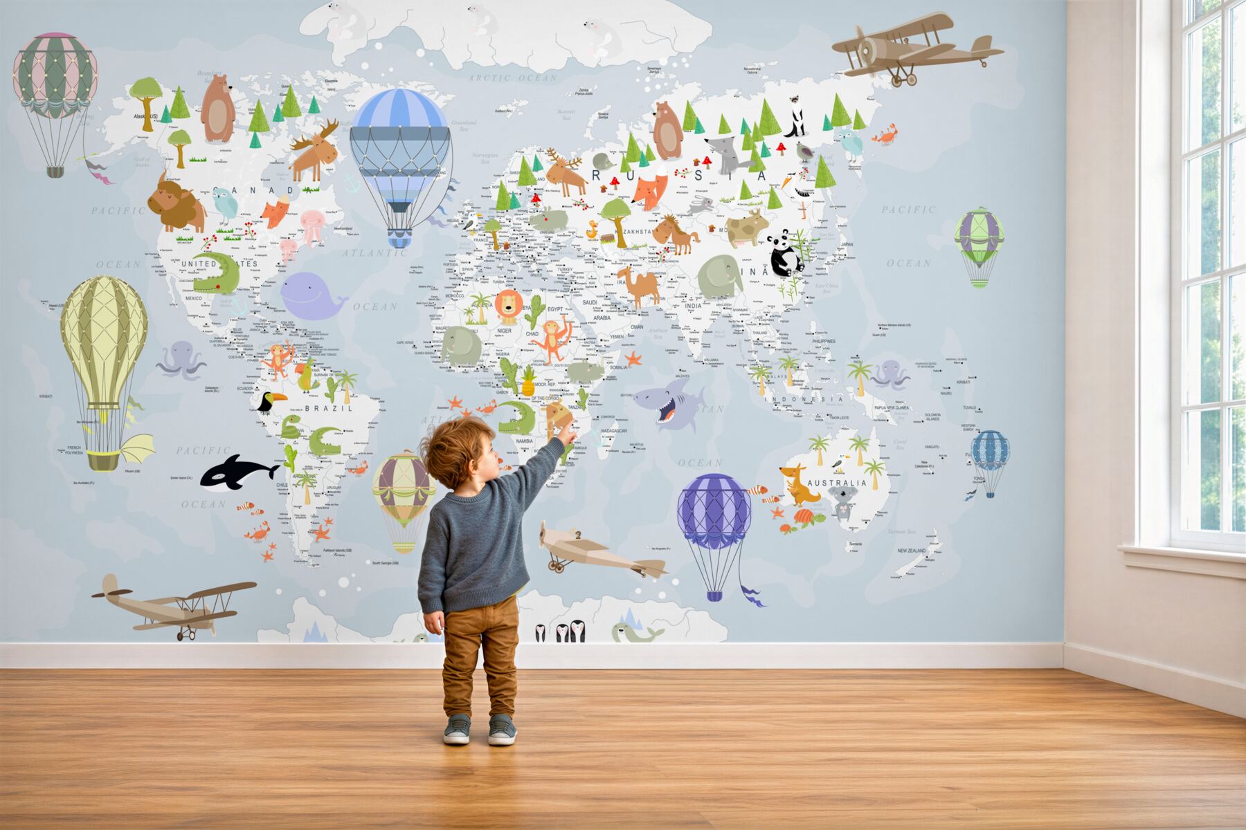Fototapeta Mapa świata z balonami?v23