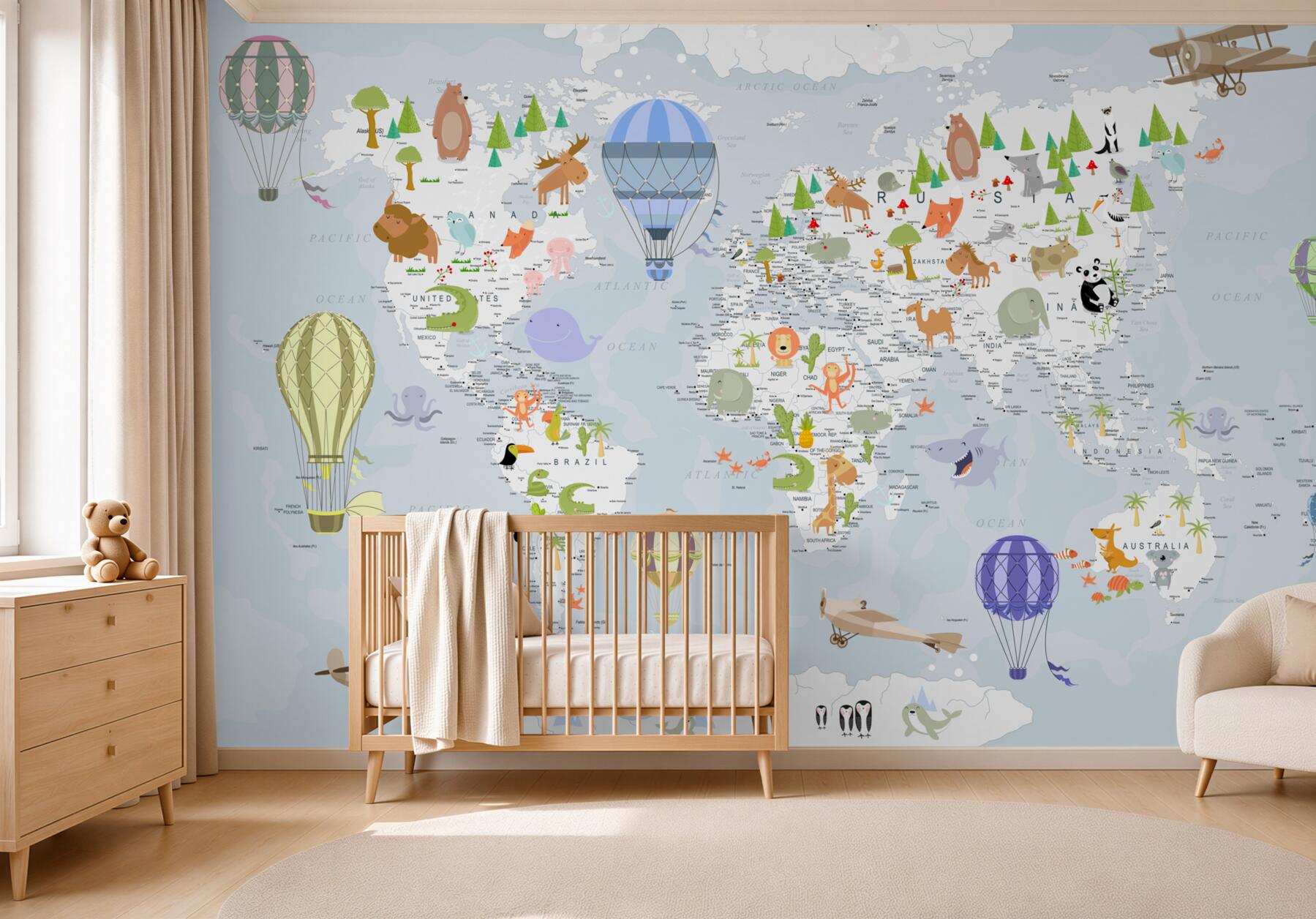 Fototapeta Mapa świata z balonami