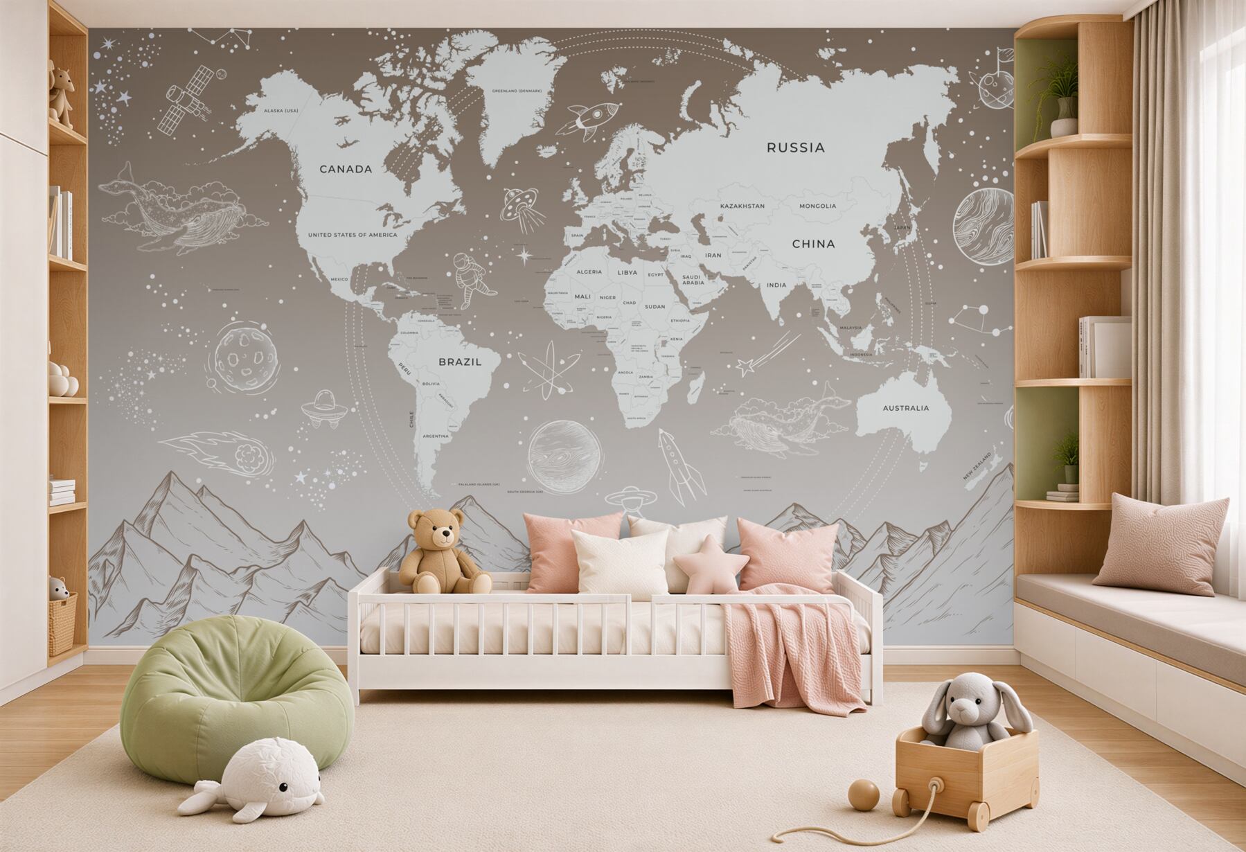 Fototapeta Mapa świata nad górami?v23
