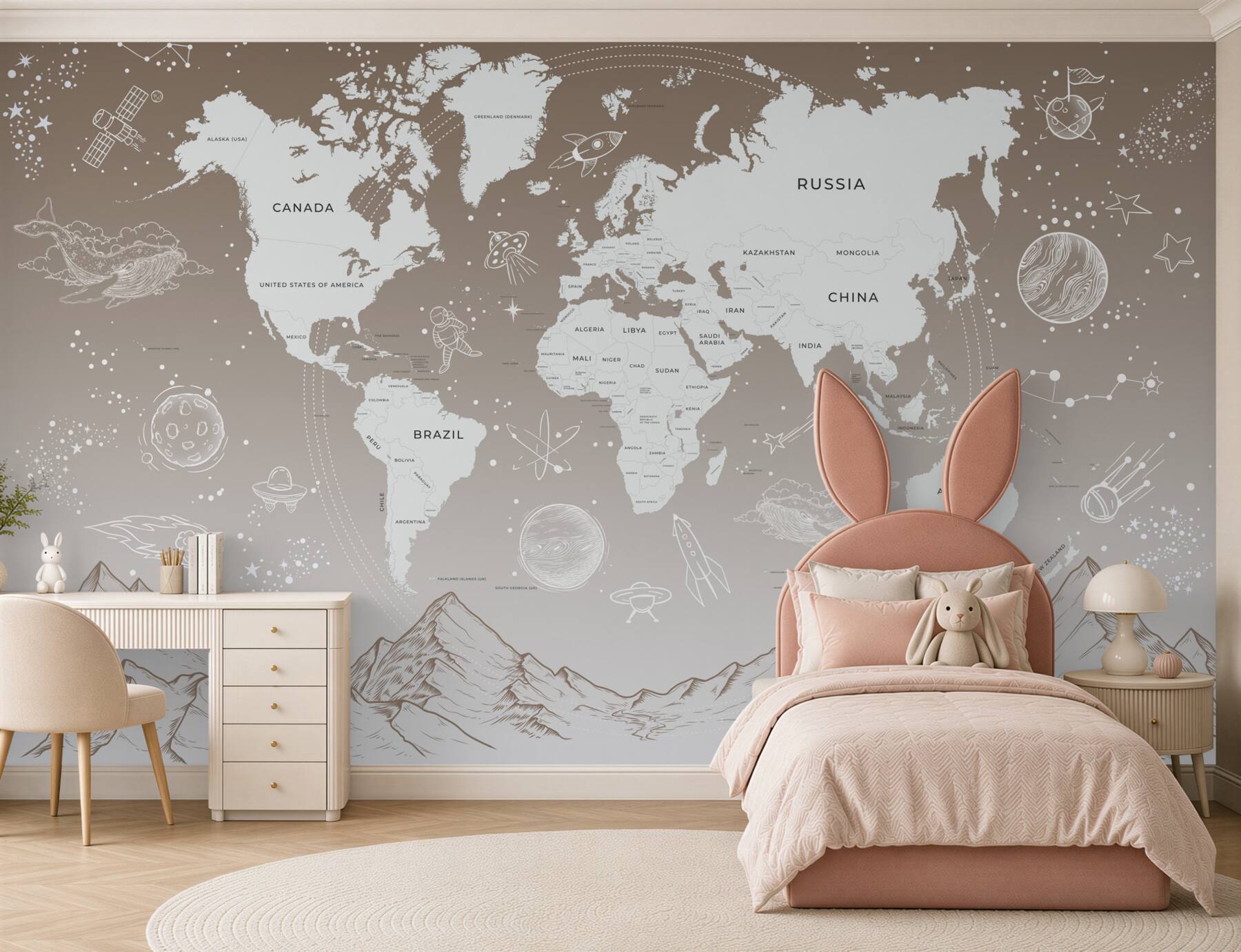 Fototapeta Mapa świata nad górami