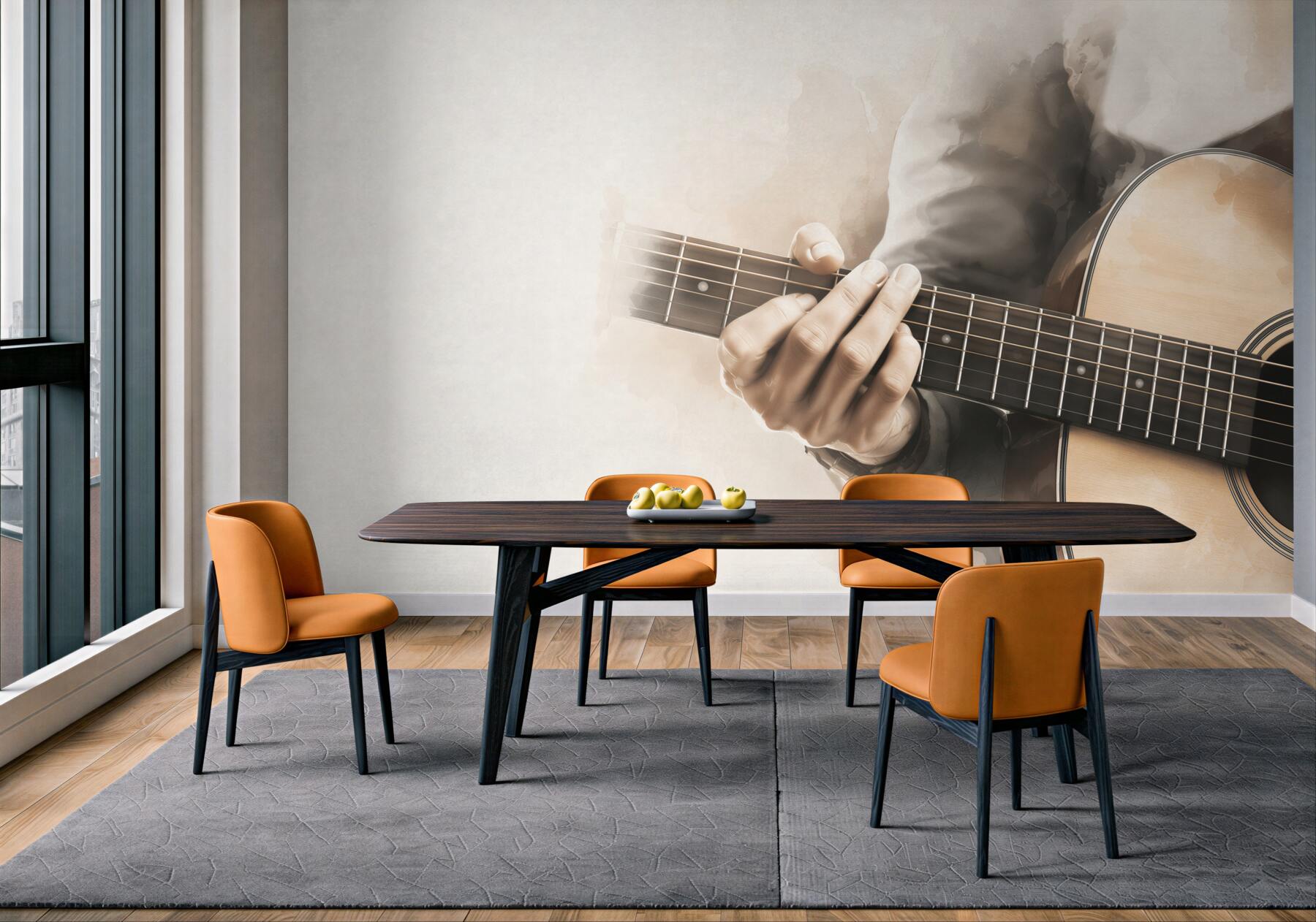 Fototapeta gitara klasyczna z dłonią muzyka w sepii?v23